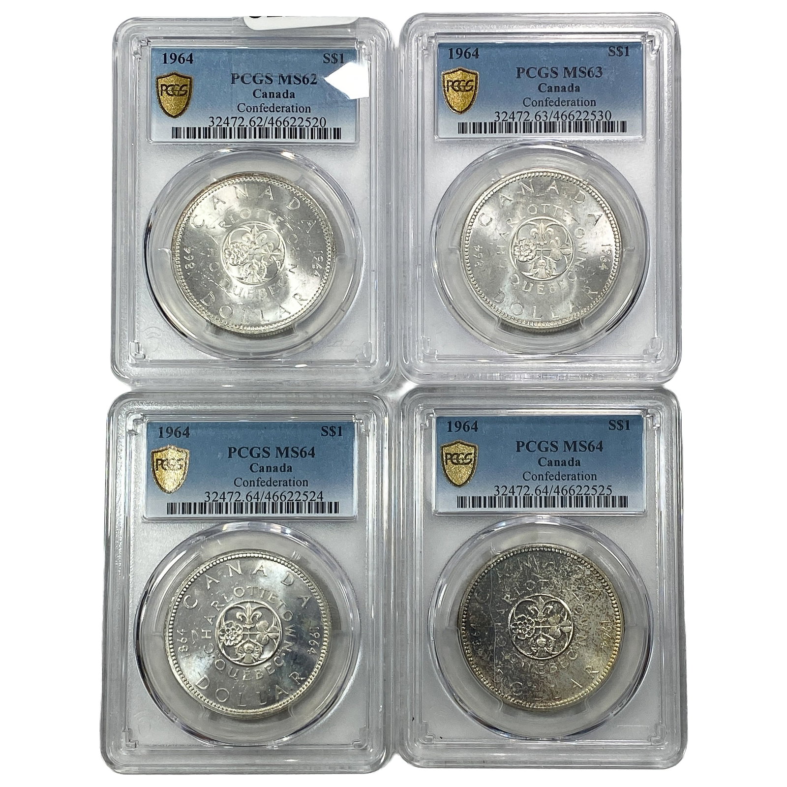[4] 1964 Canada Confederation Conf. Silver $1 Lot PCGS (1 of 2)