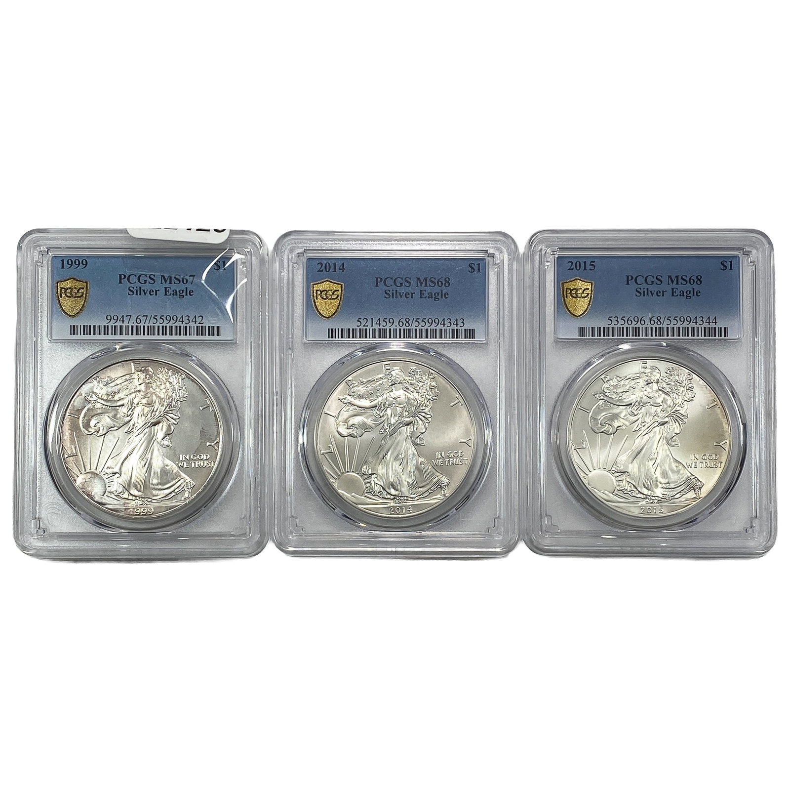 [3] 1999-2015 Silver Eagle PCGS MS67/MS68: [3] 1999-2015 Silver Eagle PCGS MS67/MS68