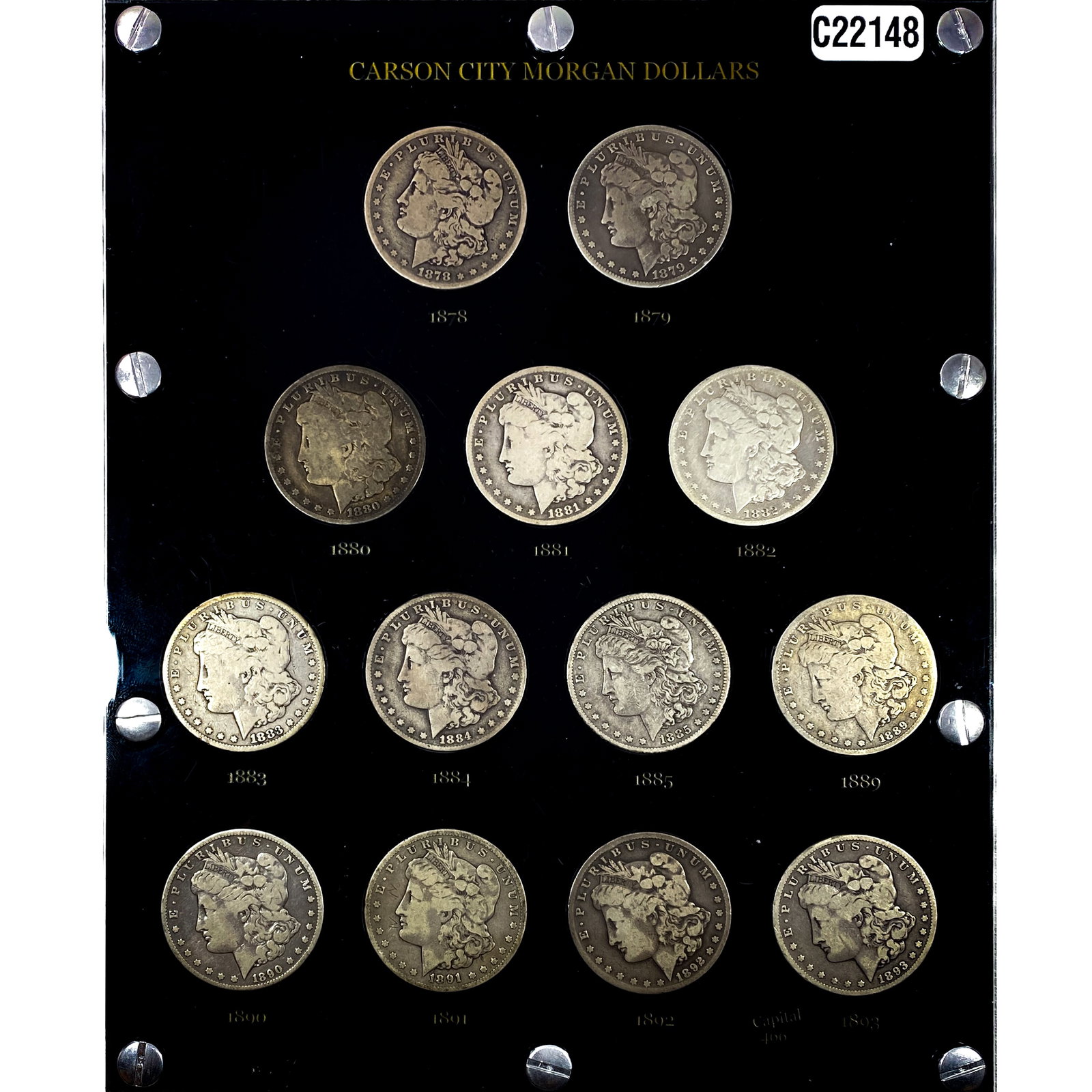 [13]1878-1893 Carson City Morgan Silver Dollar Set: [13]1878-1893 Carson City Morgan Silver Dollar Set