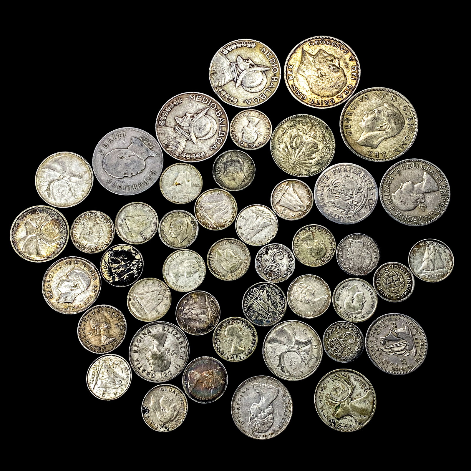 [44] 1907-1968 U.S. and Foreign Silver Coin Lot: [44] 1907-1968 U.S. and Foreign Silver Coin Lot