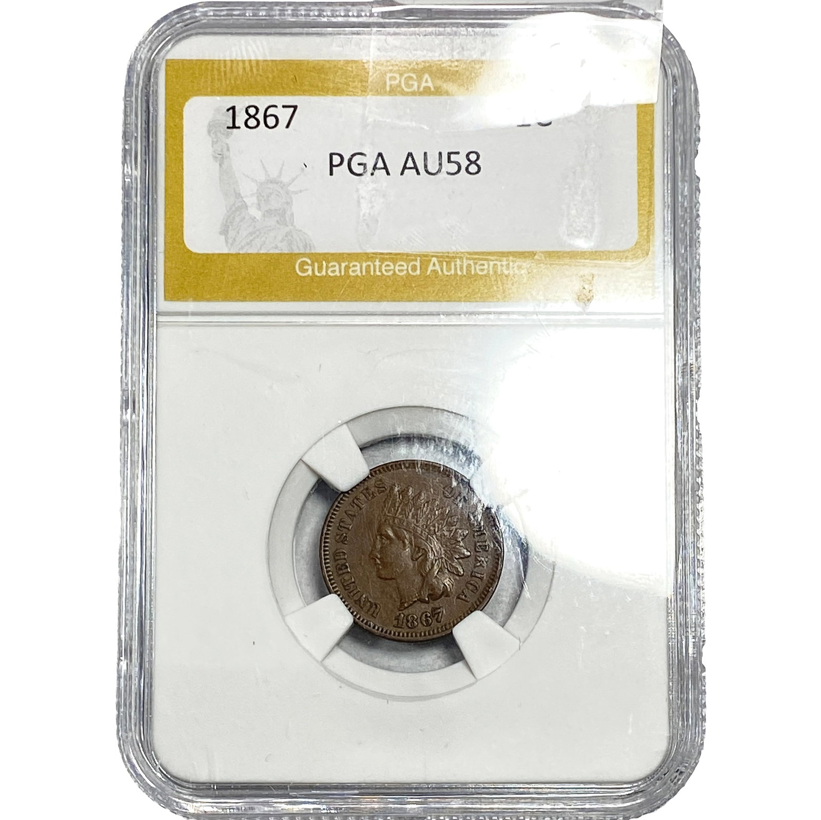 1867 Indian Head Cent PGA AU58: 1867 Indian Head Cent PGA AU58