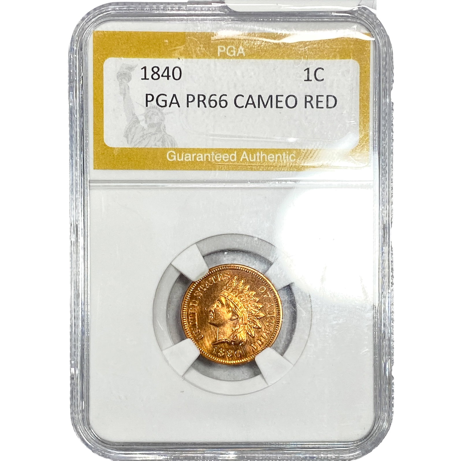 1840 Indian Head Cent PGA PR66 Cameo Red: 1840 Indian Head Cent PGA PR66 Cameo Red