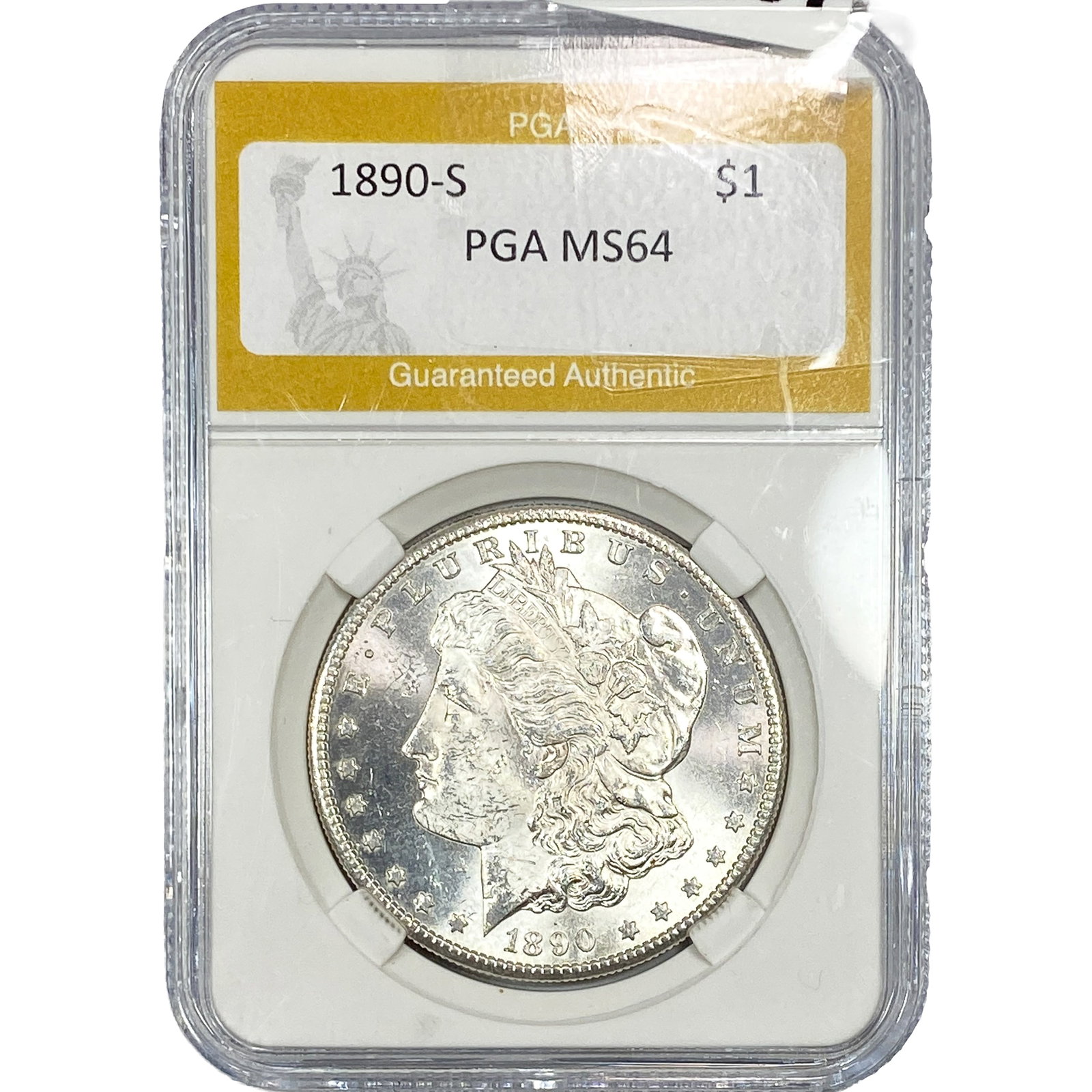 1890-S Morgan Silver Dollar PGA MS64: 1890-S Morgan Silver Dollar PGA MS64