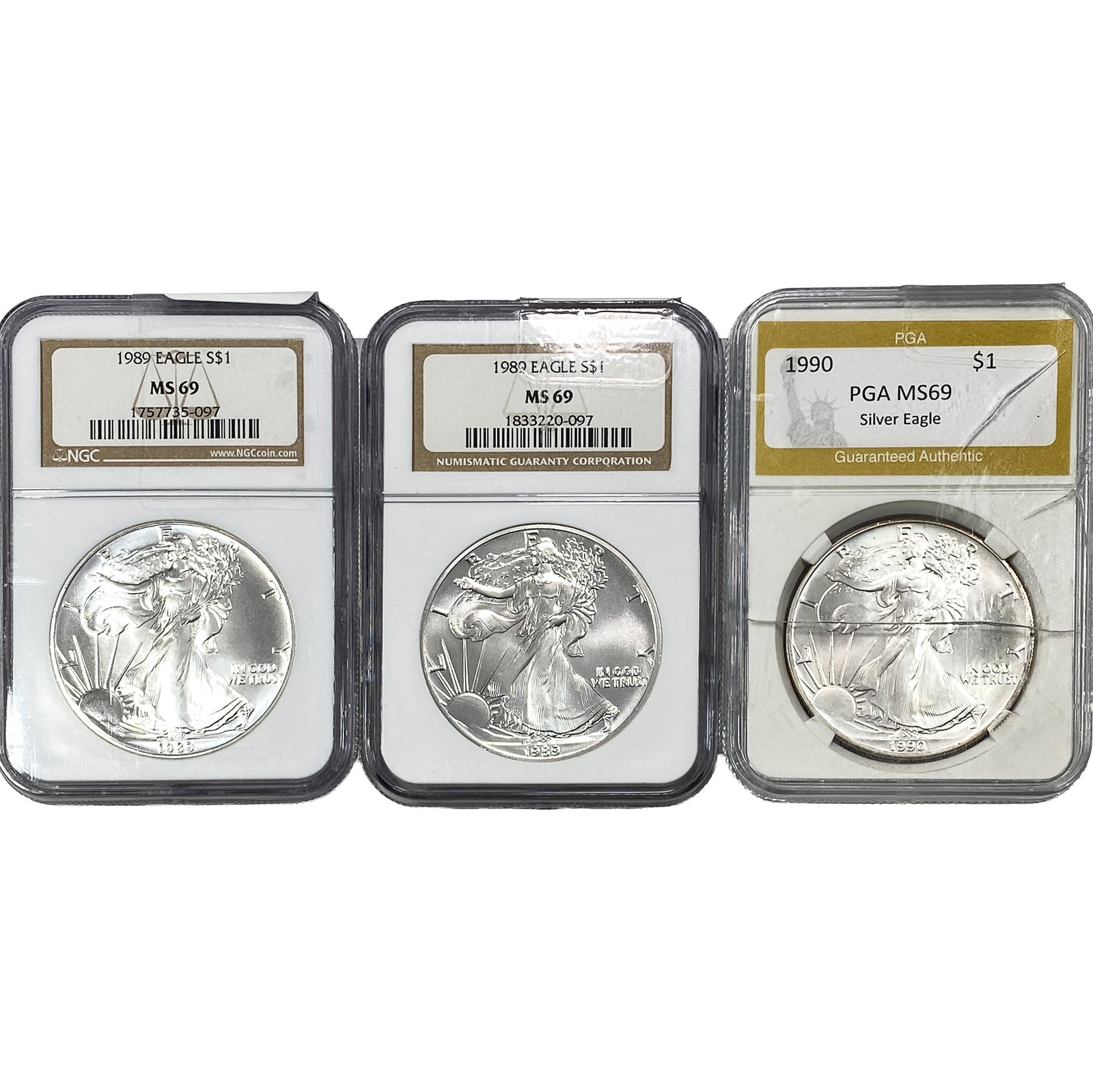[3] 1989-1990 Silver Eagle PGA/NGC MS69: [3] 1989-1990 Silver Eagle PGA/NGC MS69