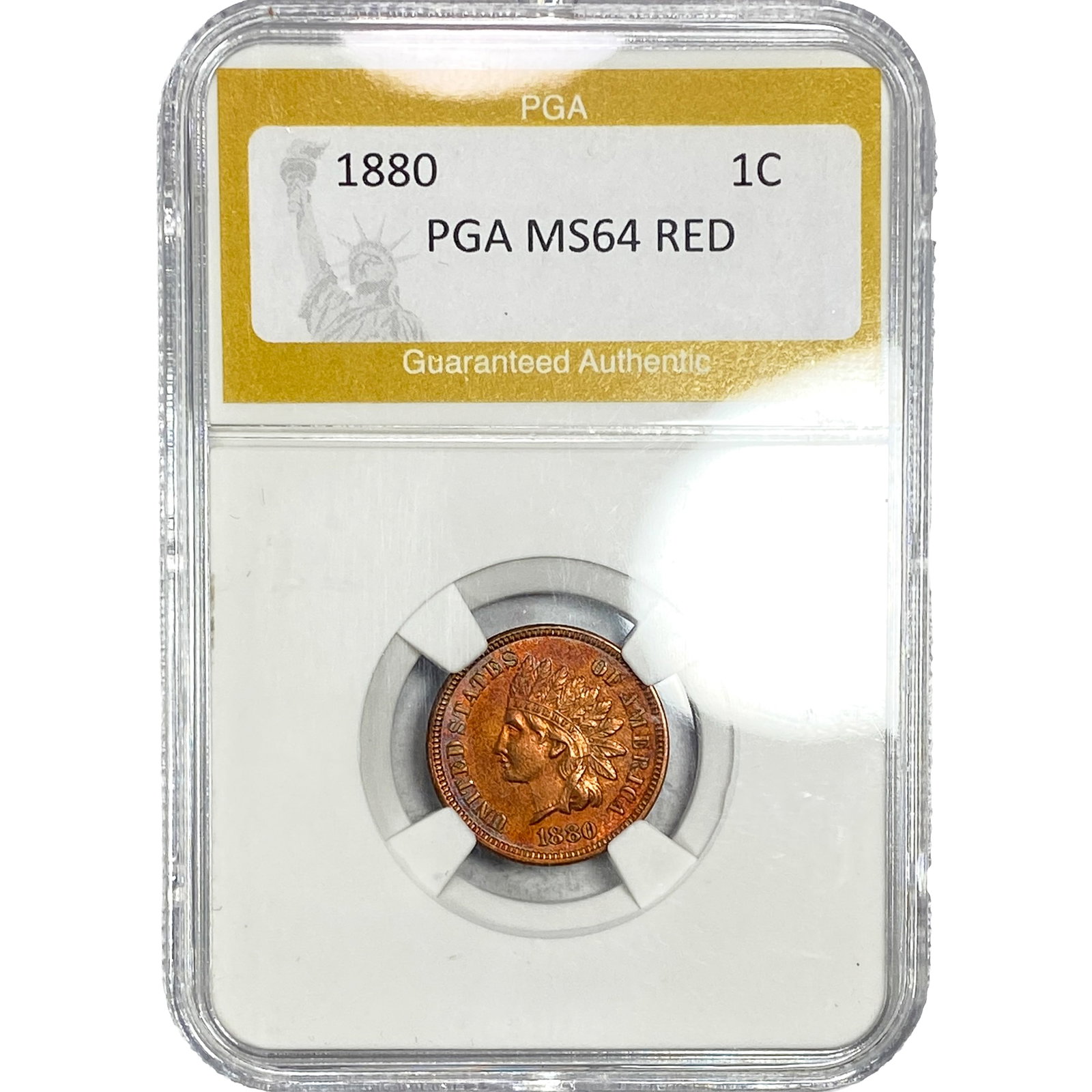 1880 Indian Head Cent PGA MS64 Red: 1880 Indian Head Cent PGA MS64 Red