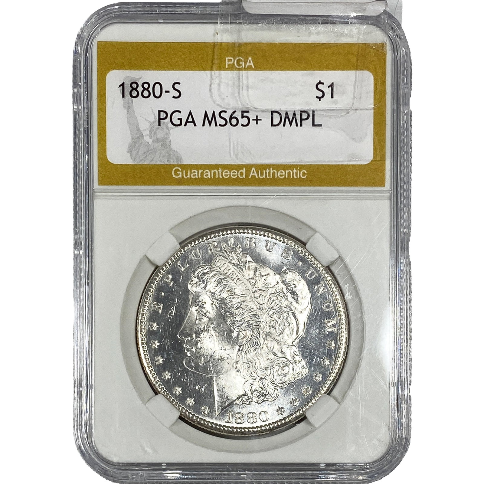 1880-S Morgan Silver Dollar PGA MS65+ DMPL: 1880-S Morgan Silver Dollar PGA MS65+ DMPL