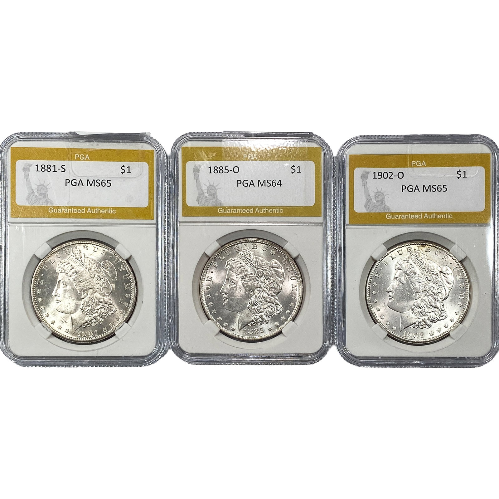 [3] 1881-1902 Morgan Silver Dollar PGA MS64/MS65: [3] 1881-1902 Morgan Silver Dollar PGA MS64/MS65