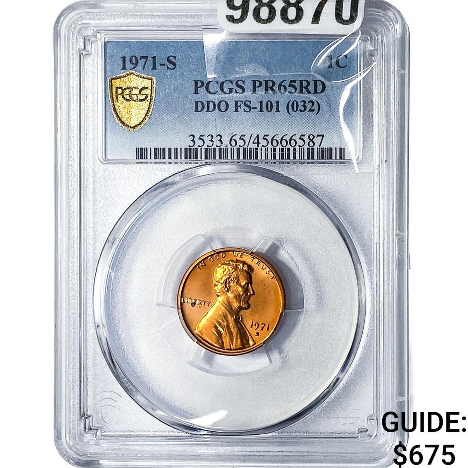 1971-S Lincoln Memorial Cent PCGS PR65 RD DDO: 1971-S Lincoln Memorial Cent PCGS PR65 RD DDO