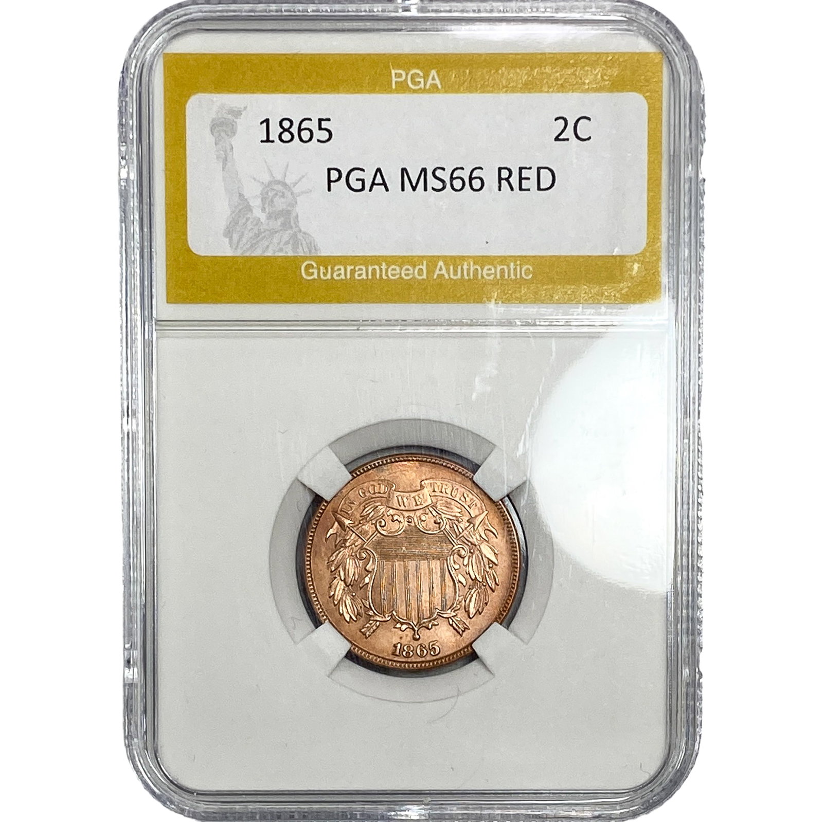 1865 Two Cent Piece PGA MS66 Red: 1865 Two Cent Piece PGA MS66 Red