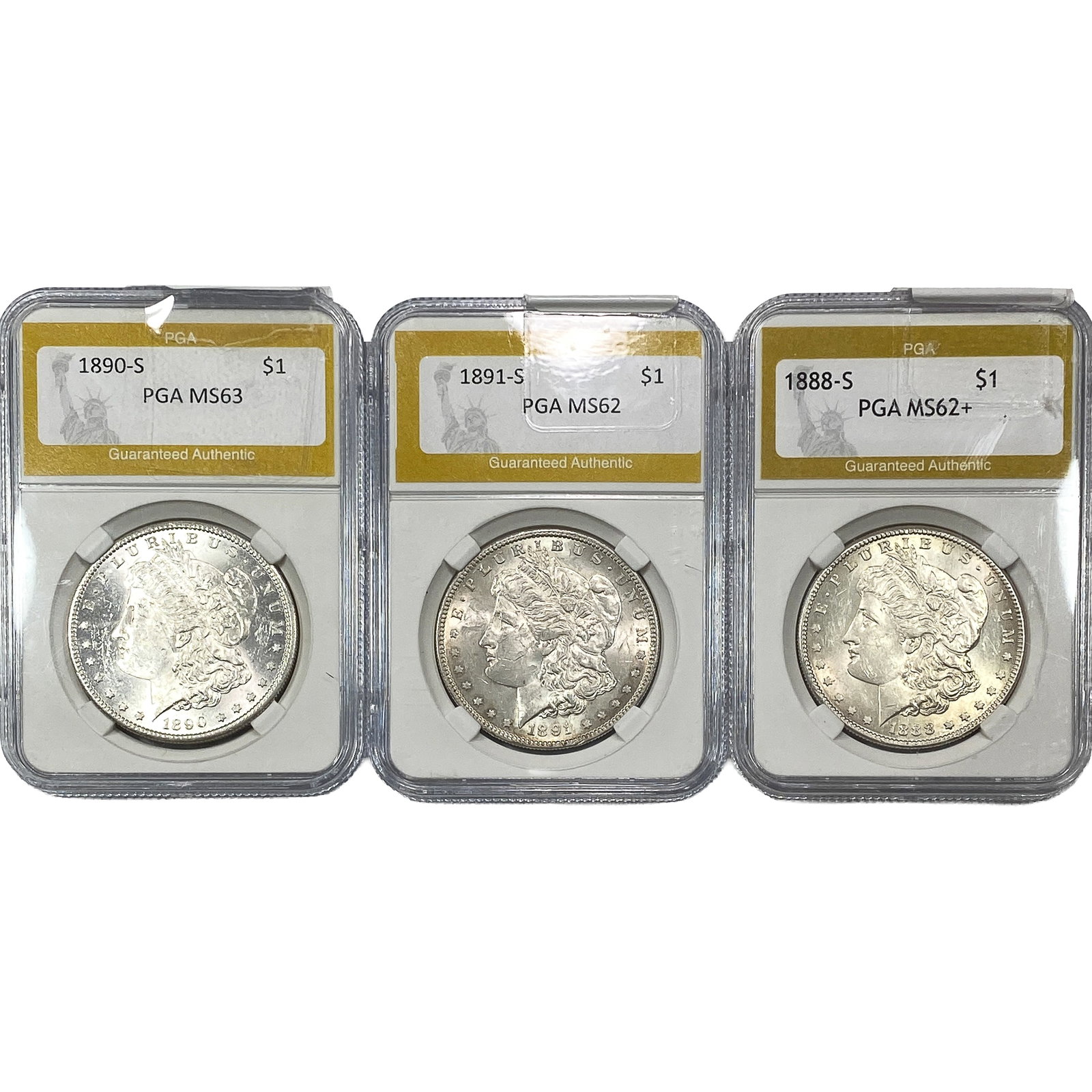 [3] 1888-1891 Morgan Silver Dollar PGA MS62-MS63 (1 of 2)