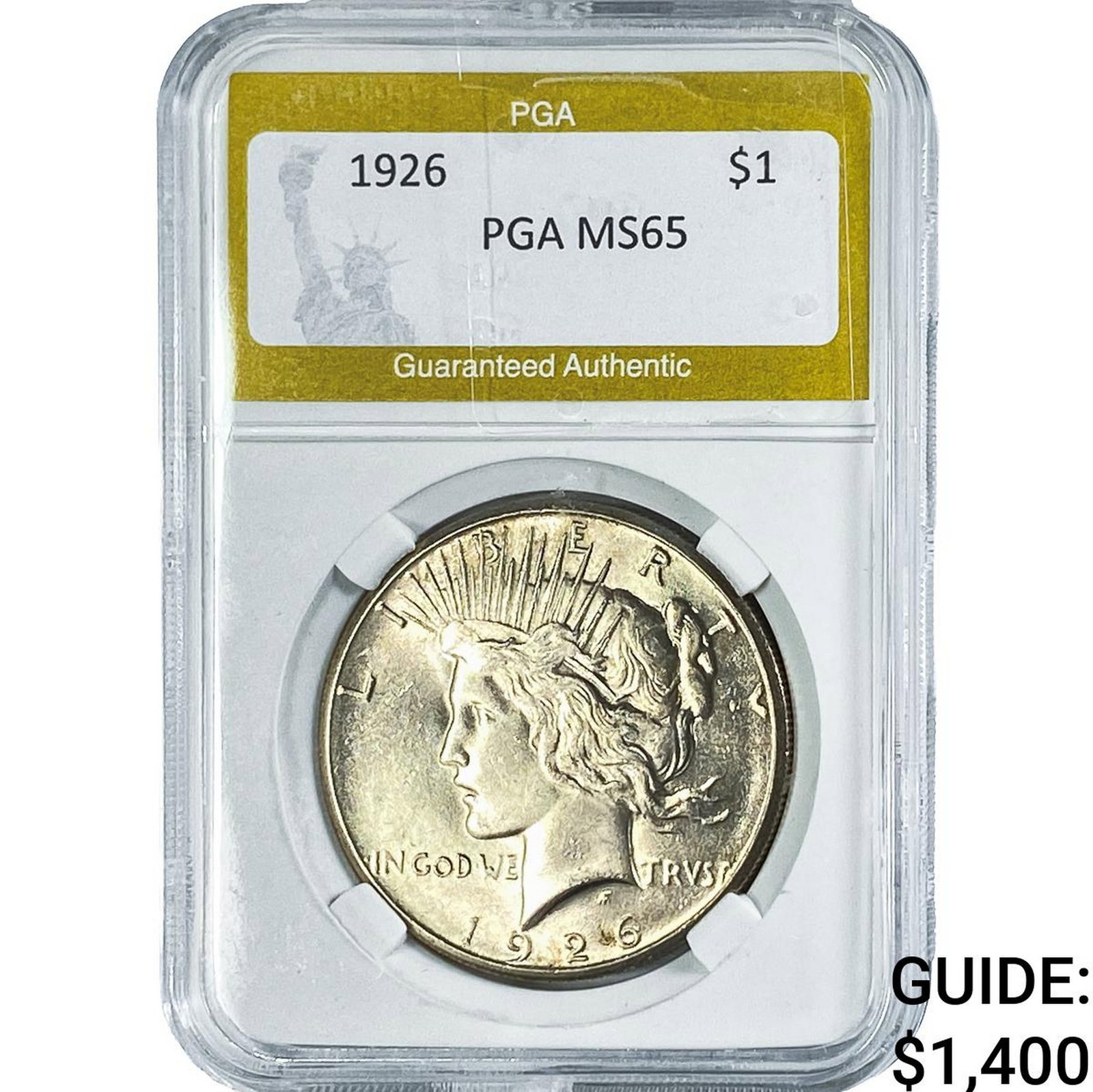 1926 Silver Peace Dollar PGA MS65: 1926 Silver Peace Dollar PGA MS65