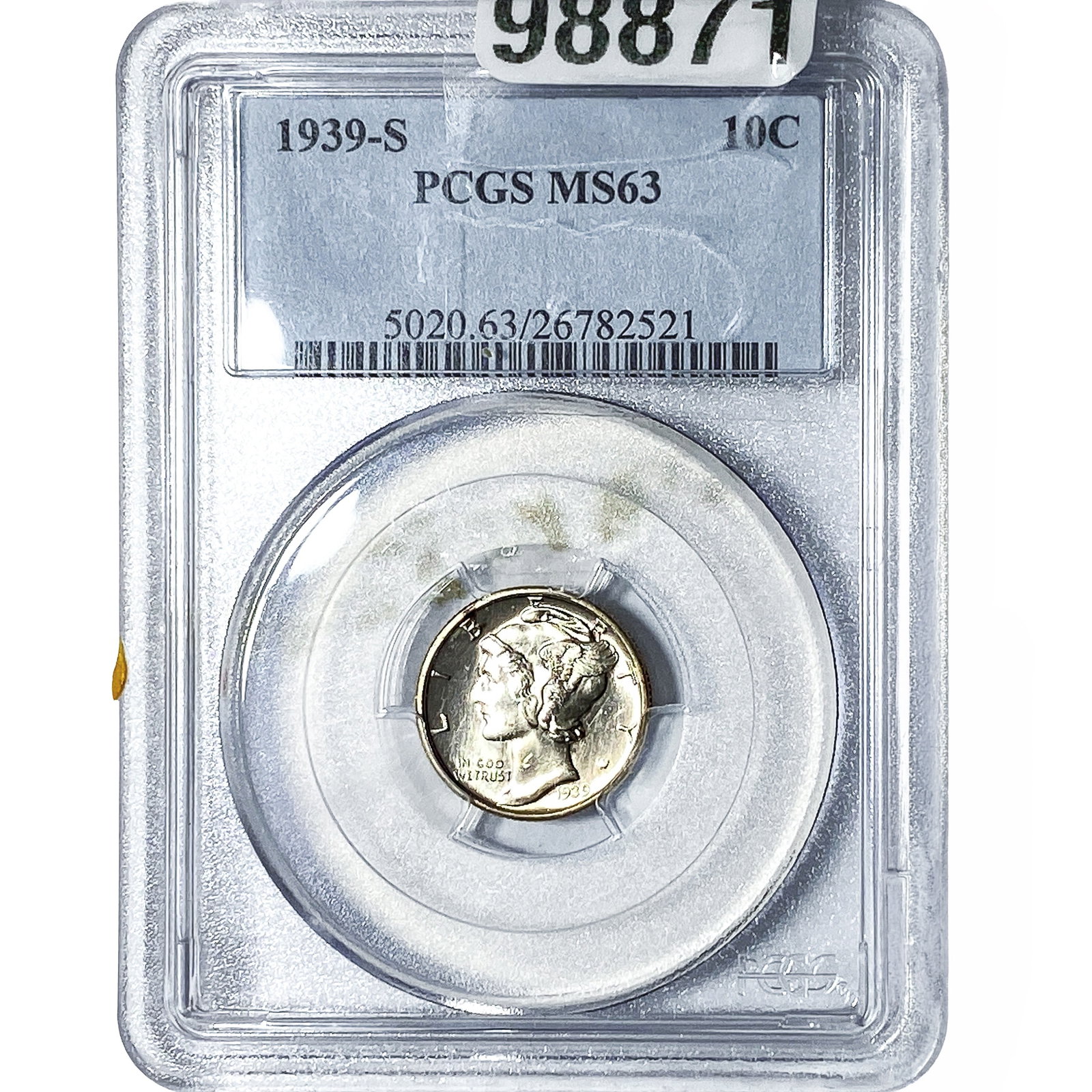 1939-S Mercury Silver Dime PCGS MS63: 1939-S Mercury Silver Dime PCGS MS63