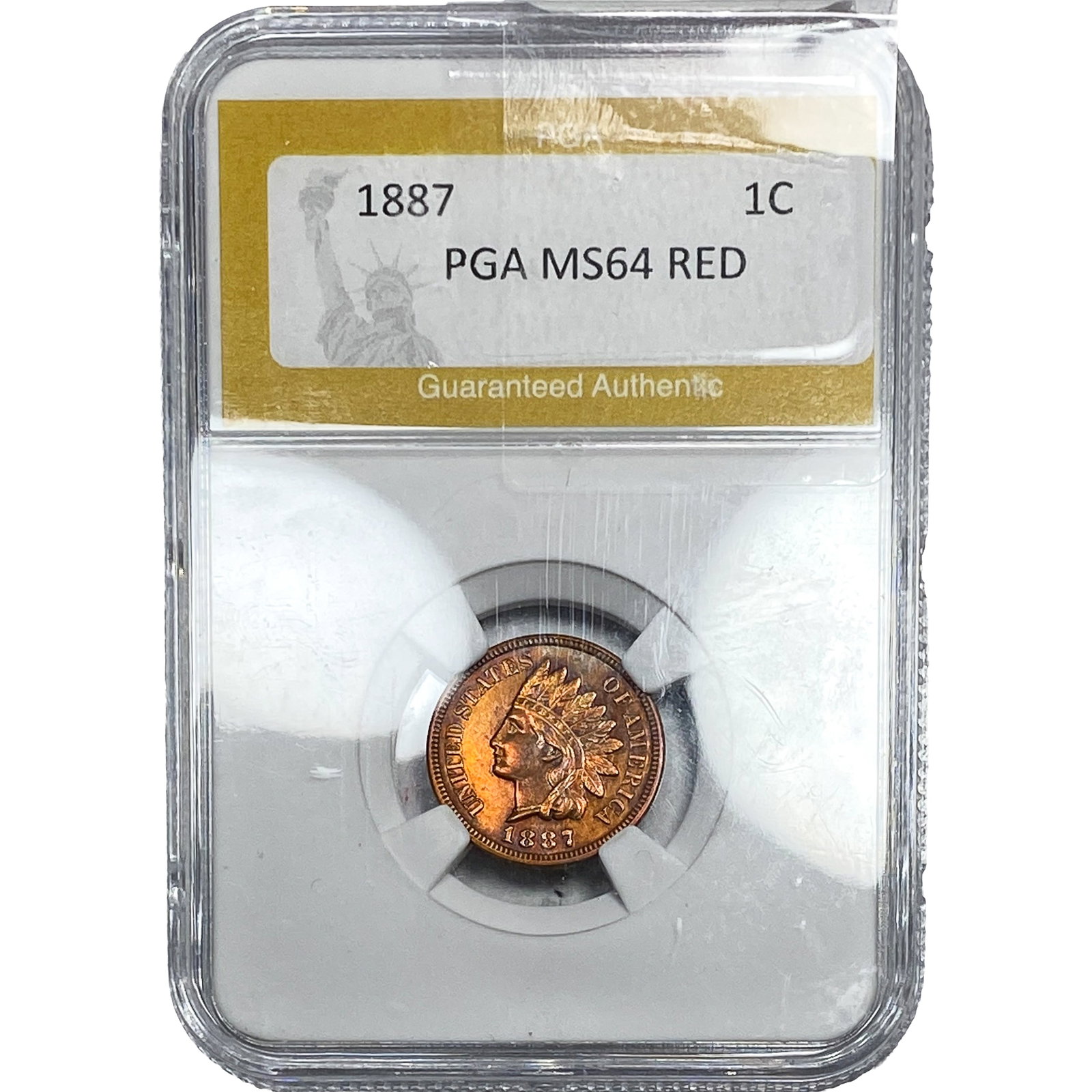 1887 Indian Head Cent PGA MS64 Red: 1887 Indian Head Cent PGA MS64 Red