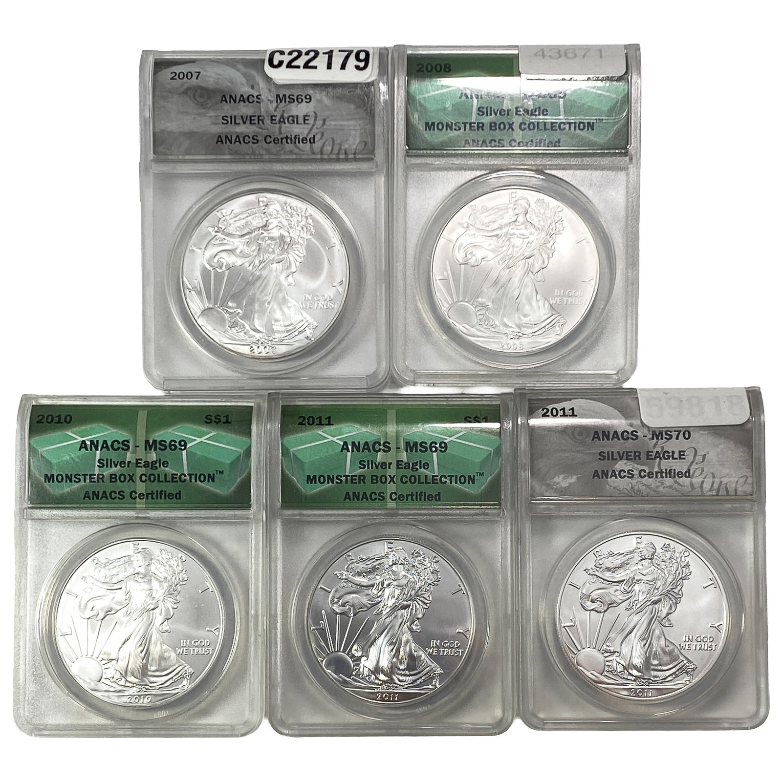 [5] 2007-2011 Silver Eagle ANACS MS69/MS70 (1 of 2)
