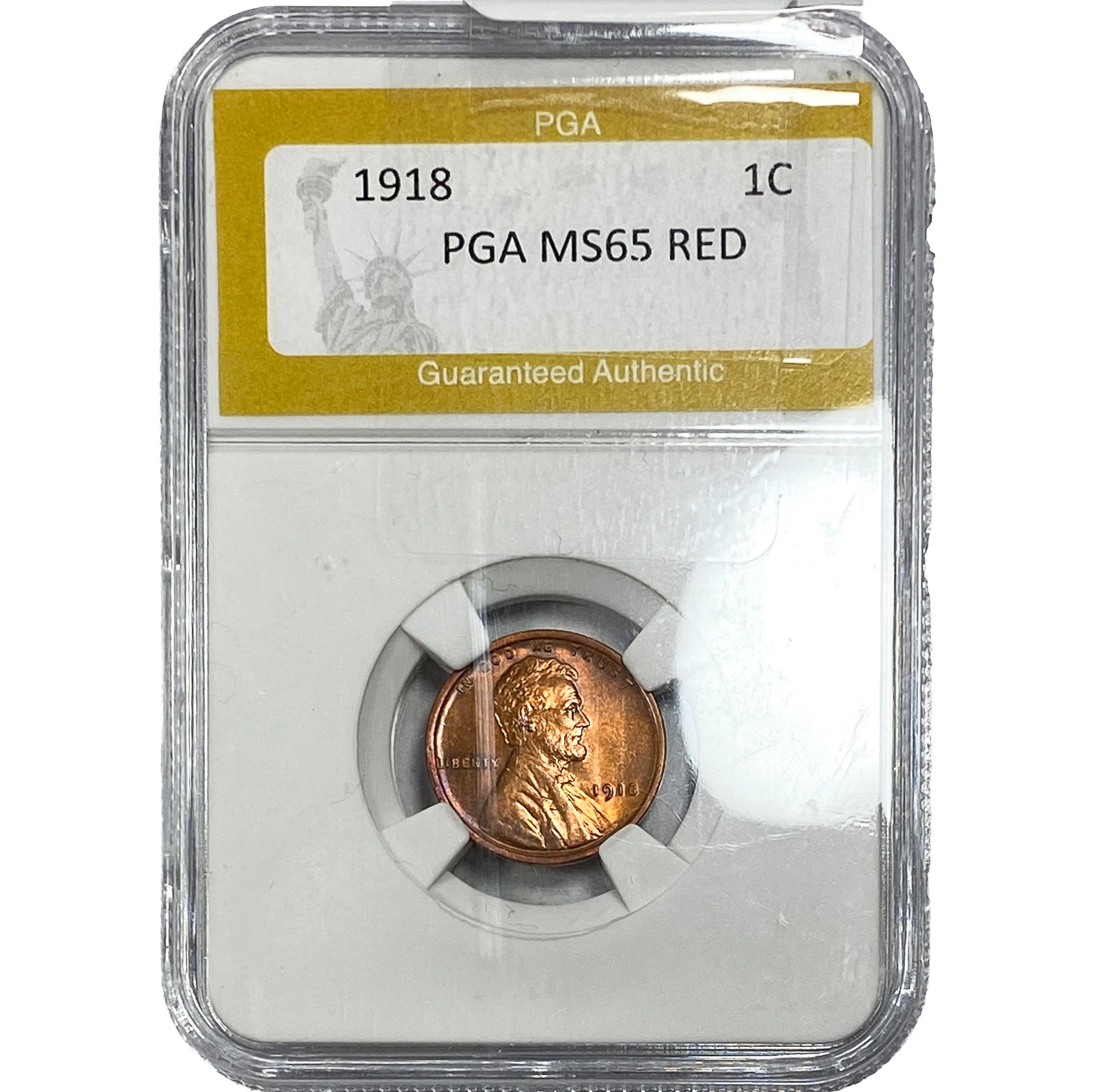 1918 Wheat Cent PGA MS65 RD: 1918 Wheat Cent PGA MS65 RD