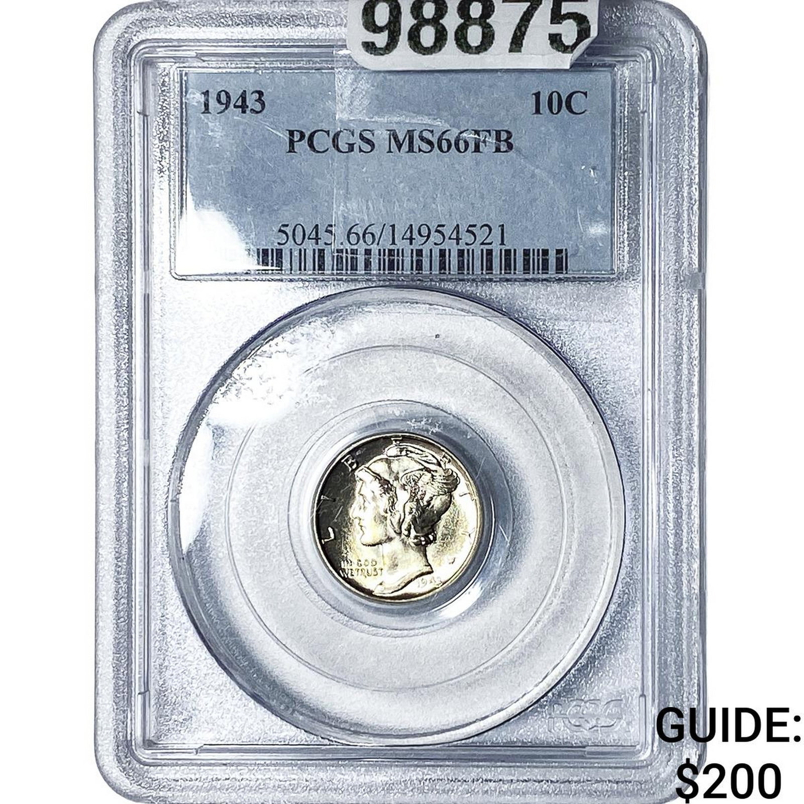 1943 Mercury Silver Dime PCGS MS66 FB: 1943 Mercury Silver Dime PCGS MS66 FB