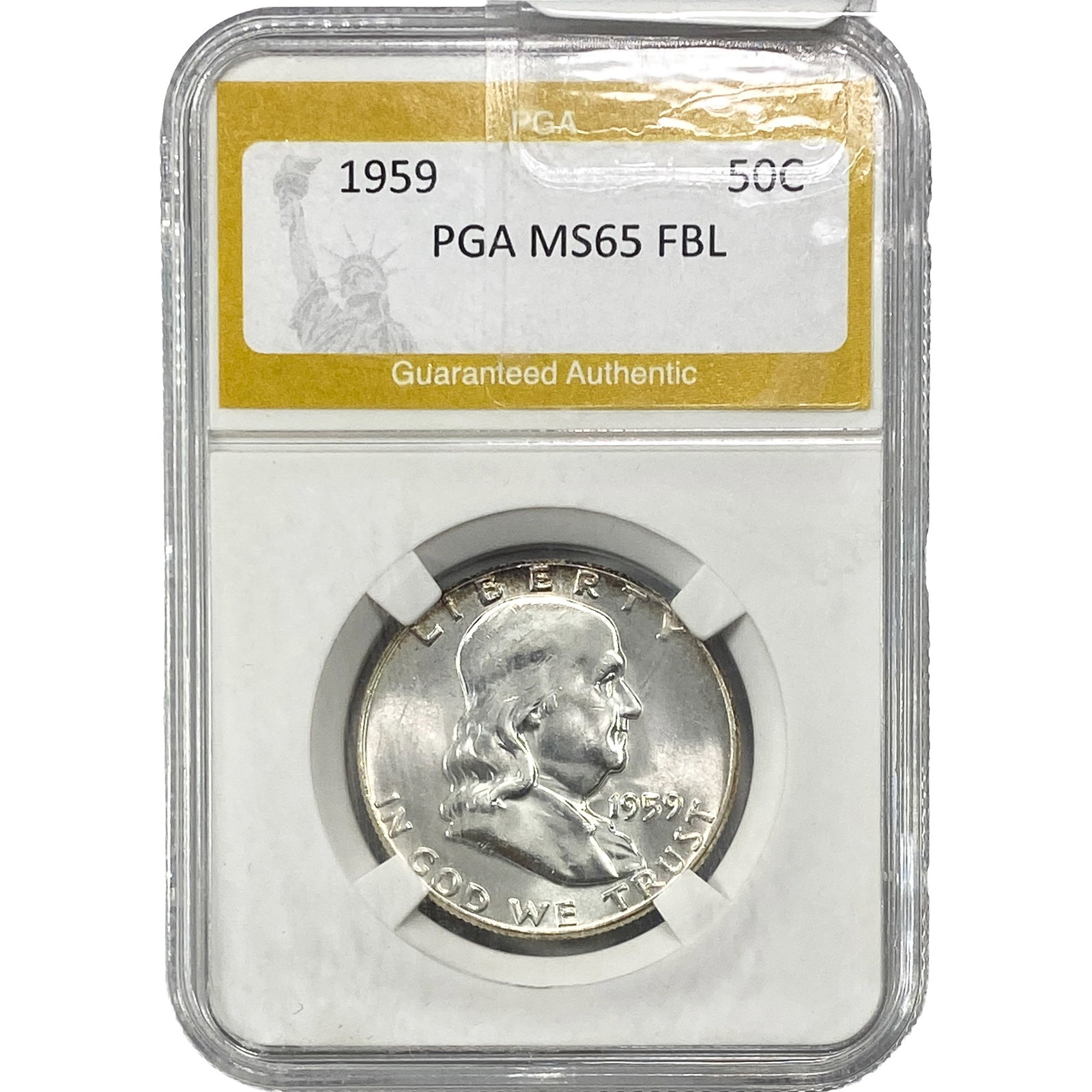 1959 Franklin Half Dollar PGA MS65 FBL: 1959 Franklin Half Dollar PGA MS65 FBL