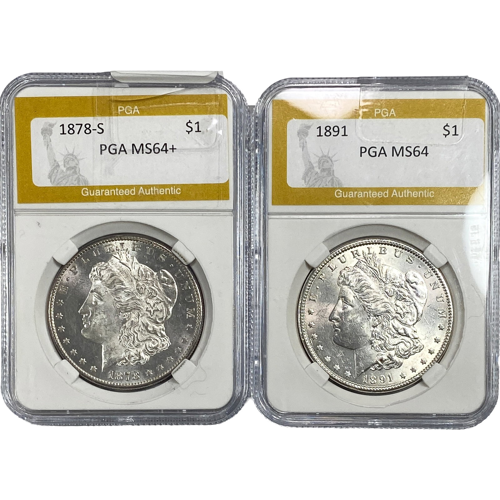 [2] 1878-1891 Morgan Silver Dollar PGA MS64/MS64+: [2] 1878-1891 Morgan Silver Dollar PGA MS64/MS64+