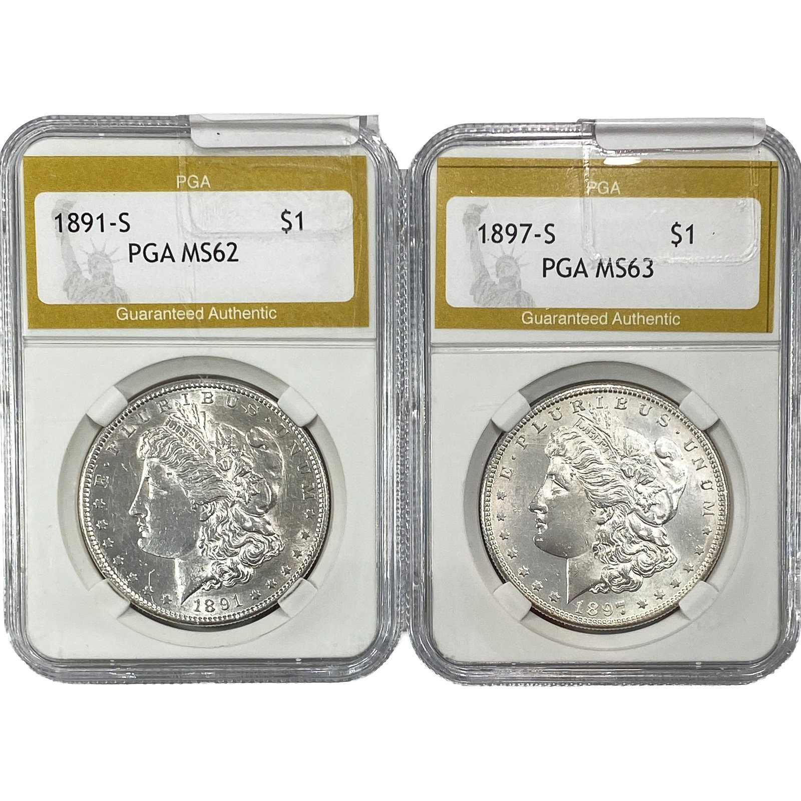 [2] 1891-1897 Morgan Silver Dollar PGA MS62/MS63: [2] 1891-1897 Morgan Silver Dollar PGA MS62/MS63