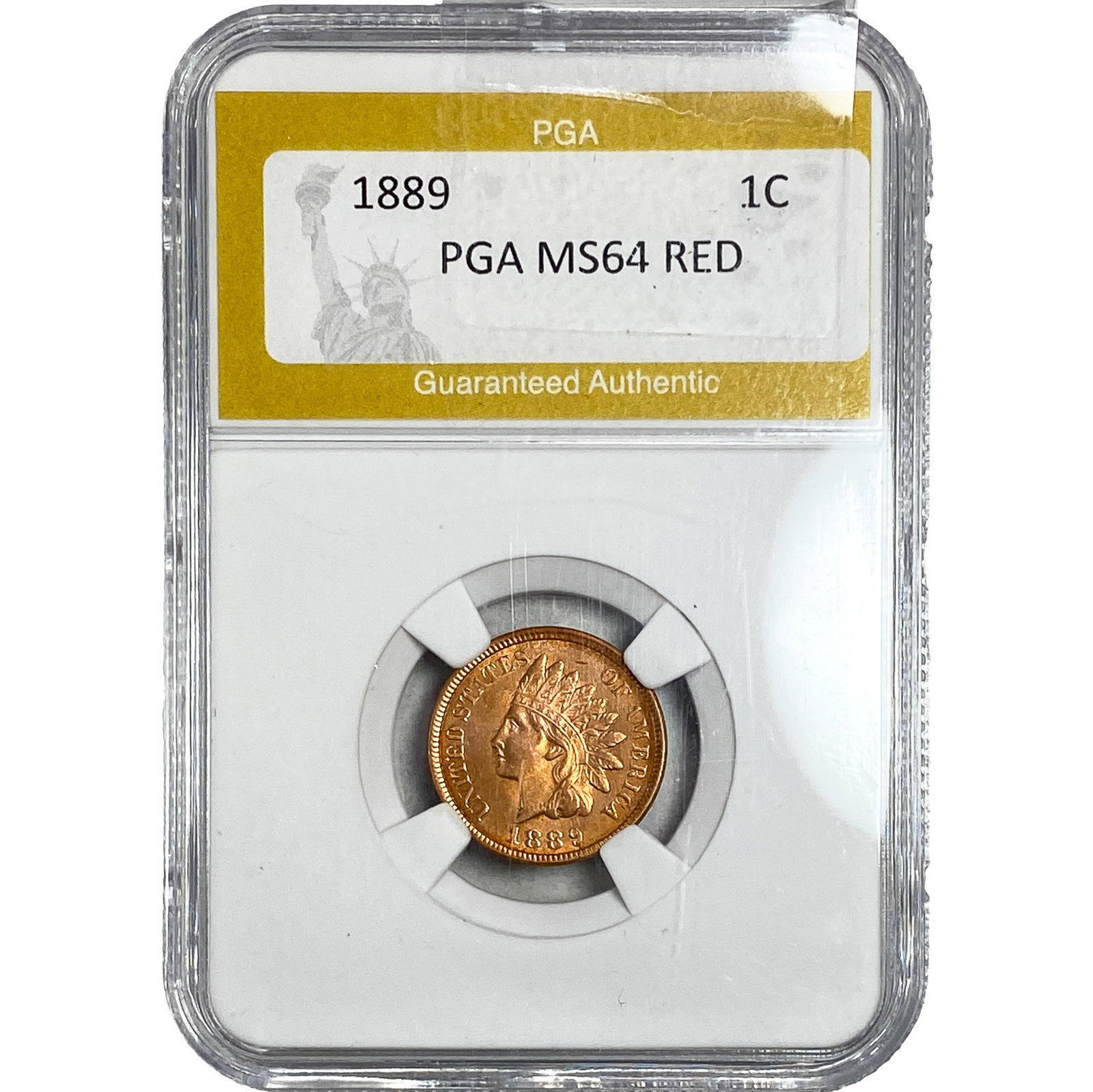 1889 Wheat Cent PGA MS64 Red: 1889 Wheat Cent PGA MS64 Red