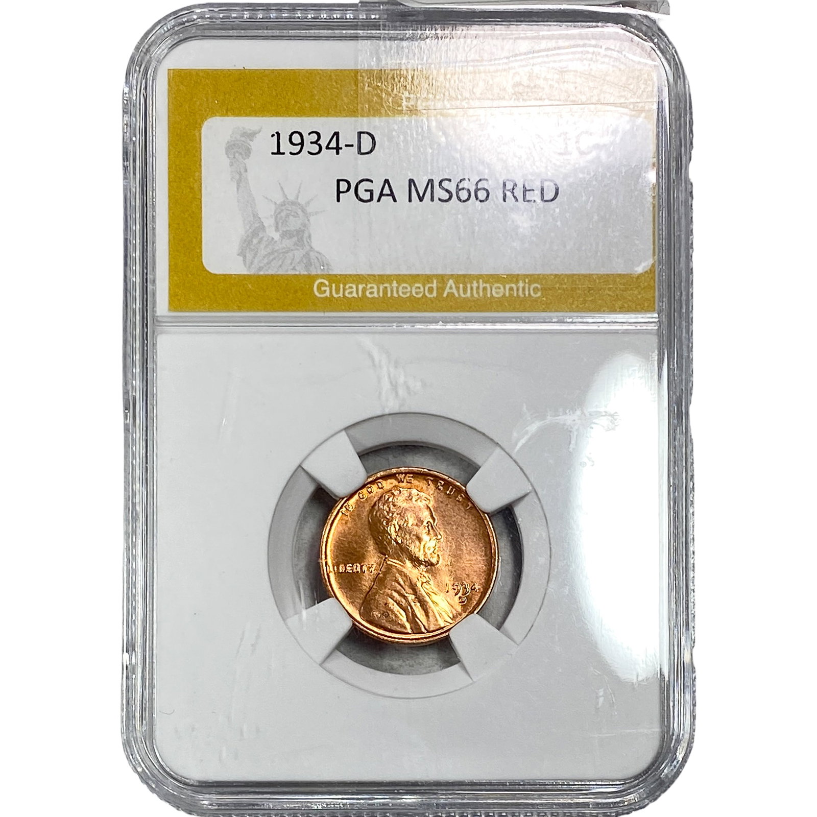 1934-D Wheat Cent PGA MS66 Red: 1934-D Wheat Cent PGA MS66 Red