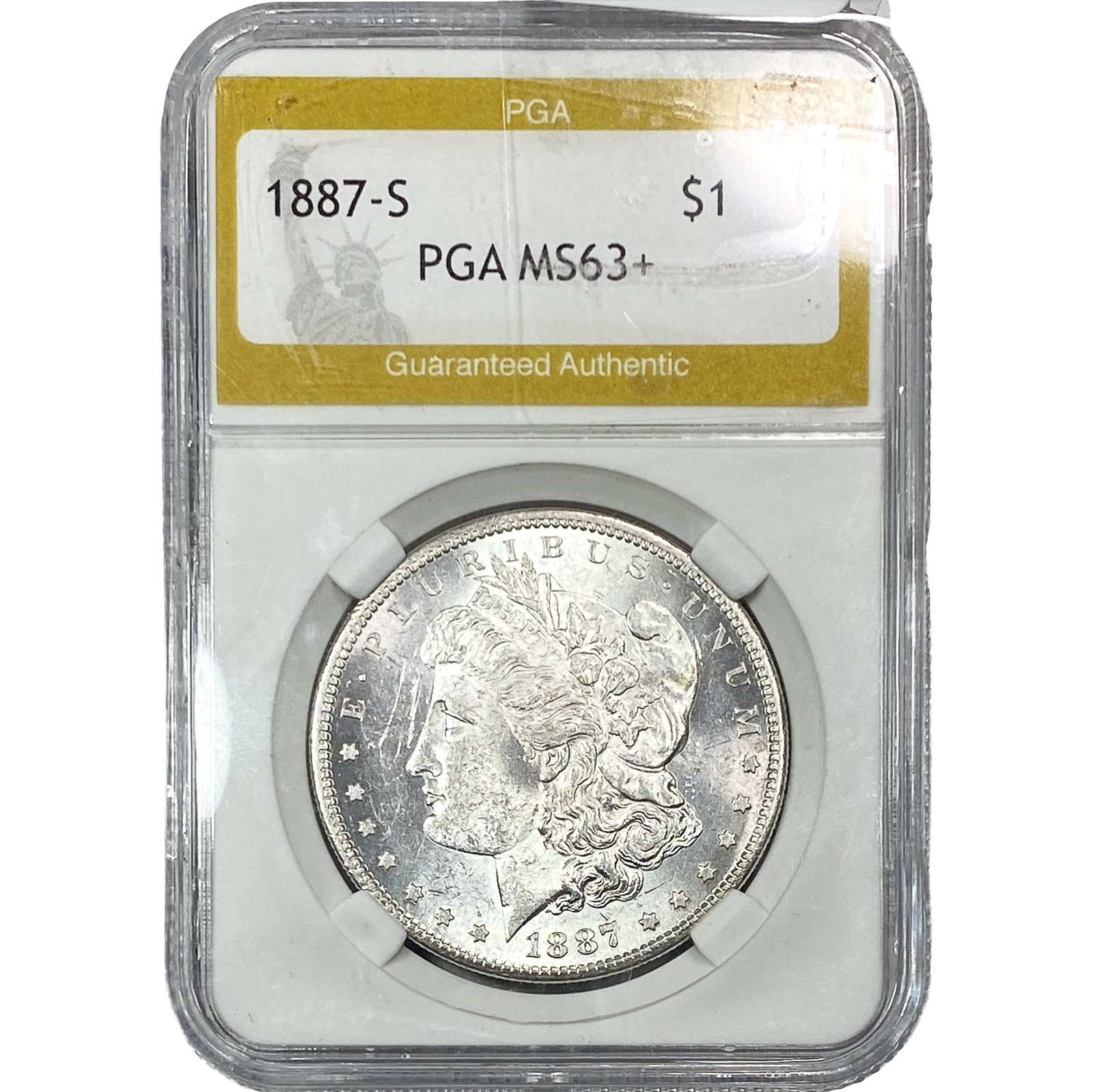 1887-S Morgan Silver Dollar PGA MS 63+ (1 of 2)