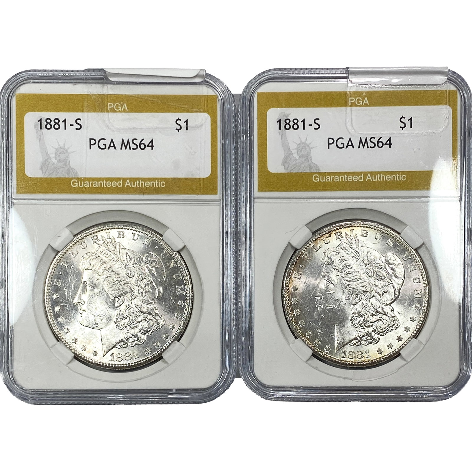 [2] 1881-S Morgan Silver Dollar PGA MS64: [2] 1881-S Morgan Silver Dollar PGA MS64
