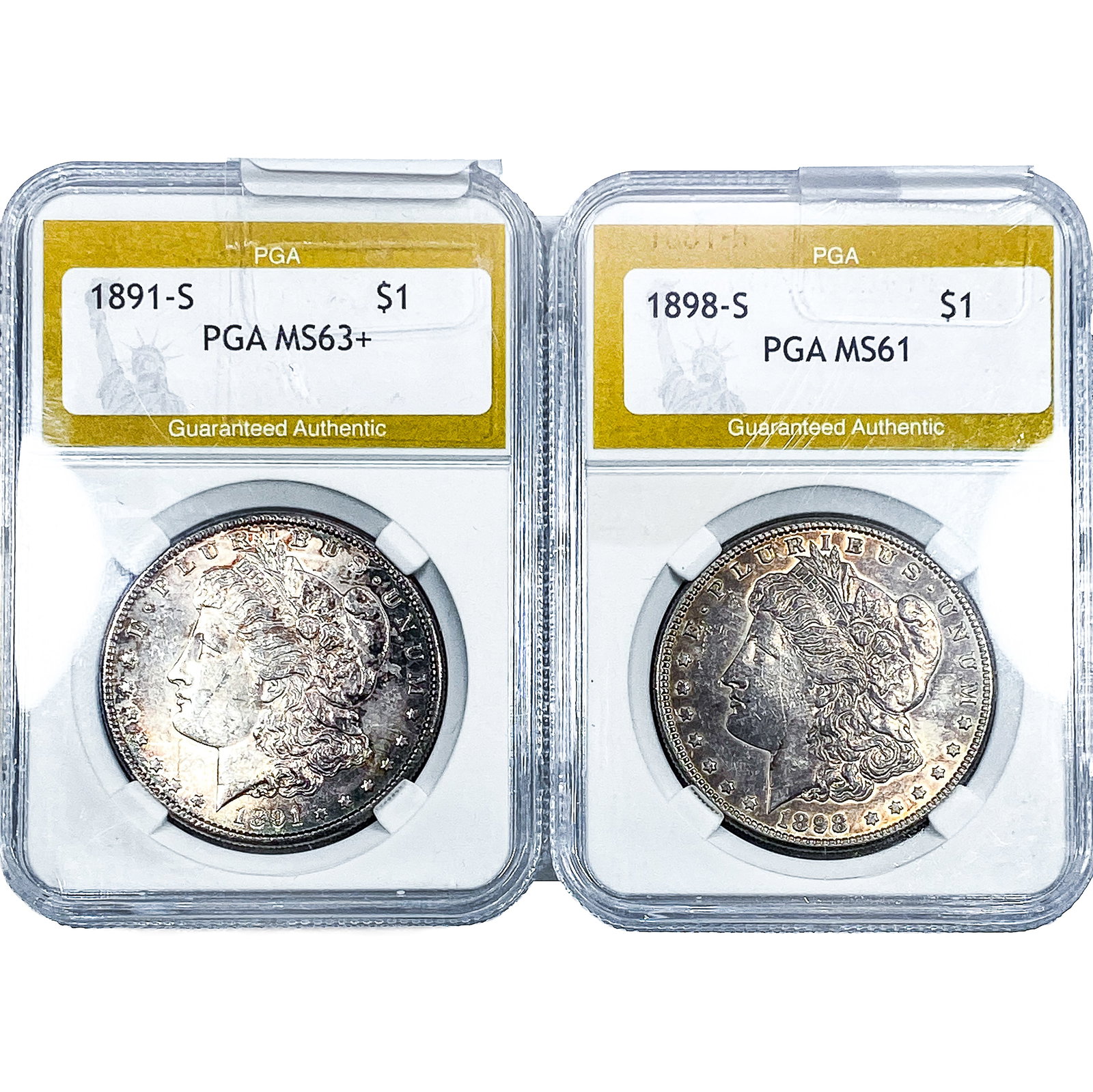[2] 1891-1898 Morgan Silver Dollar PGA MS61/MS63+: [2] 1891-1898 Morgan Silver Dollar PGA MS61/MS63+