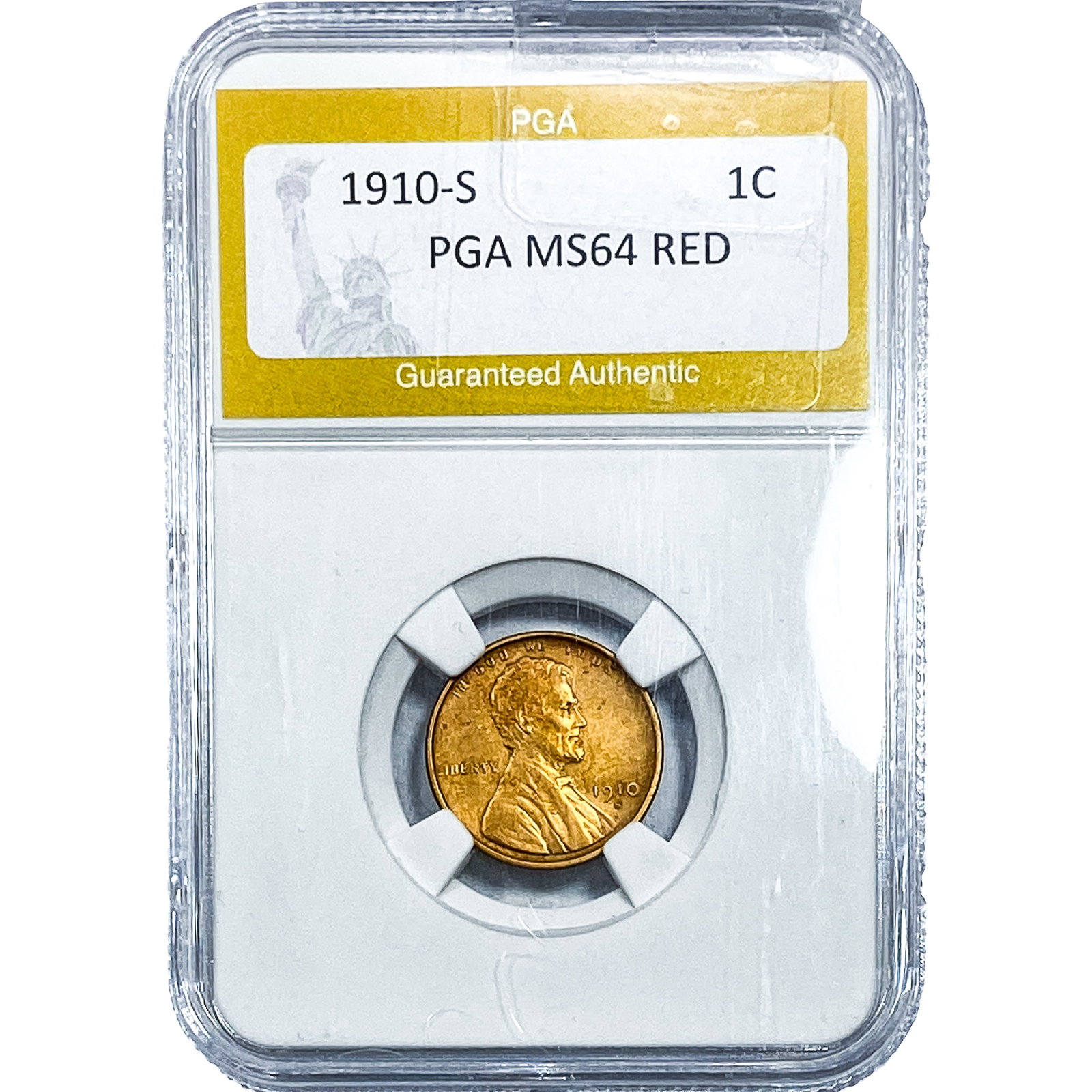 1910-S Wheat Cent PGA MS64 Red: 1910-S Wheat Cent PGA MS64 Red