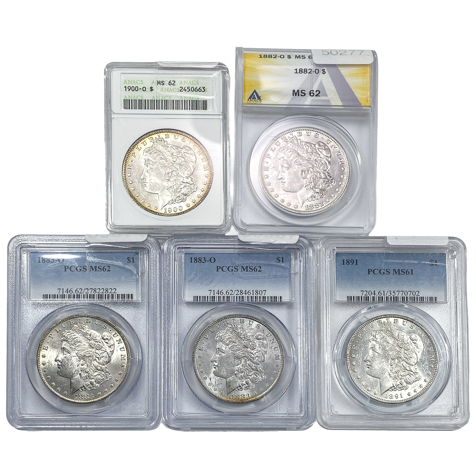 [5] 1882-1900 Morgan Silver Dollar MS61/MS62: [5] 1882-1900 Morgan Silver Dollar MS61/MS62