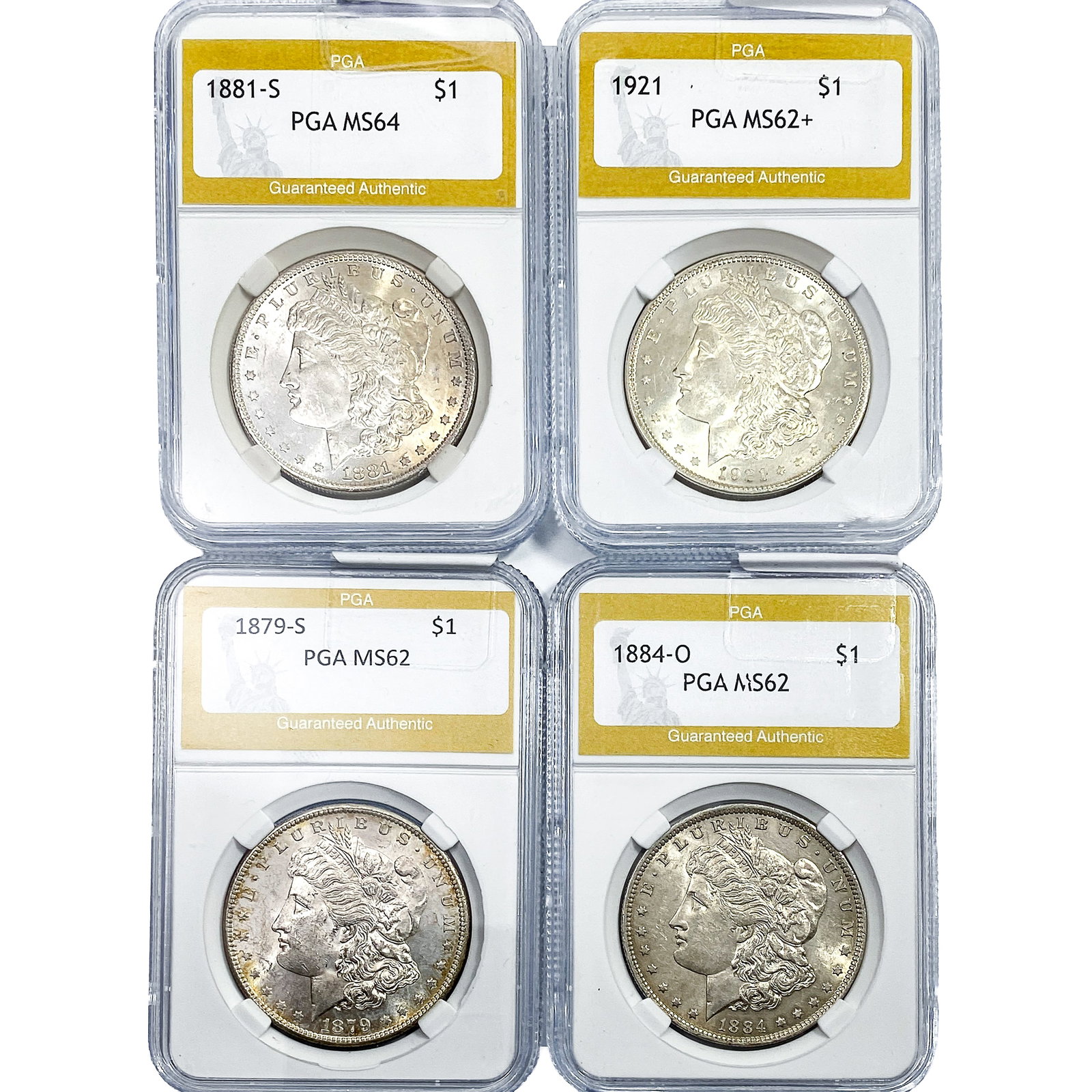 [4] 1879-1921 Morgan Silver Dollar PGA MS62-MS64: [4] 1879-1921 Morgan Silver Dollar PGA MS62-MS64