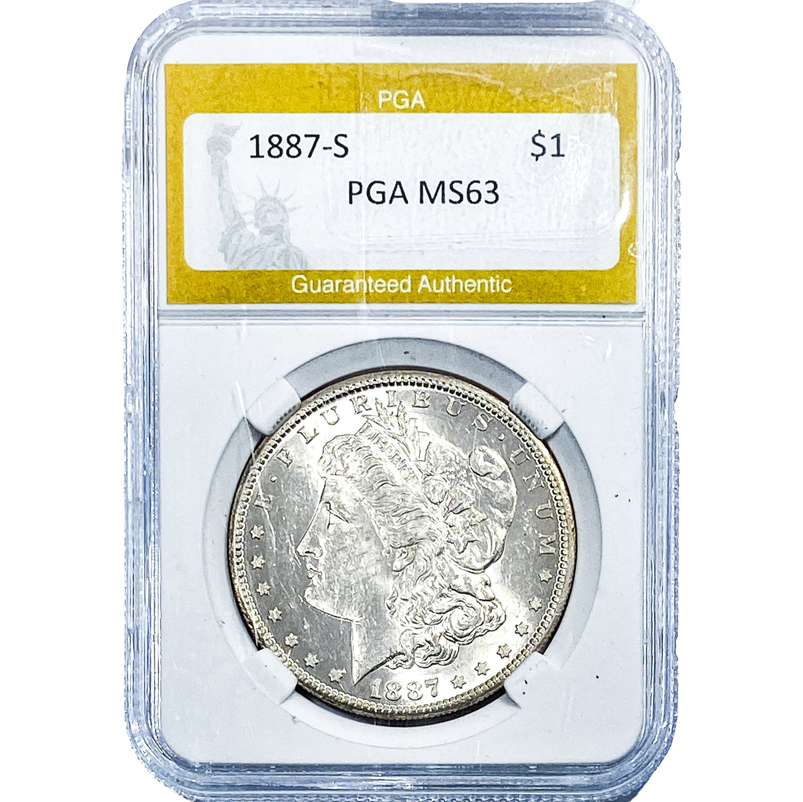 1887-S Morgan Silver Dollar PGA MS63: 1887-S Morgan Silver Dollar PGA MS63