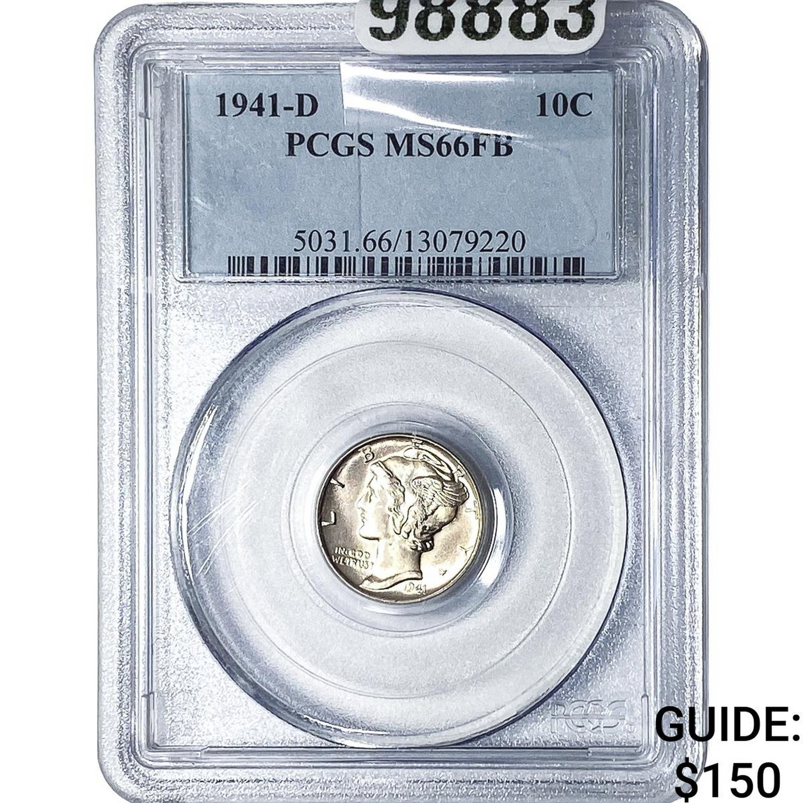 1941-D Mercury Silver Dime PCGS MS66 FB: 1941-D Mercury Silver Dime PCGS MS66 FB