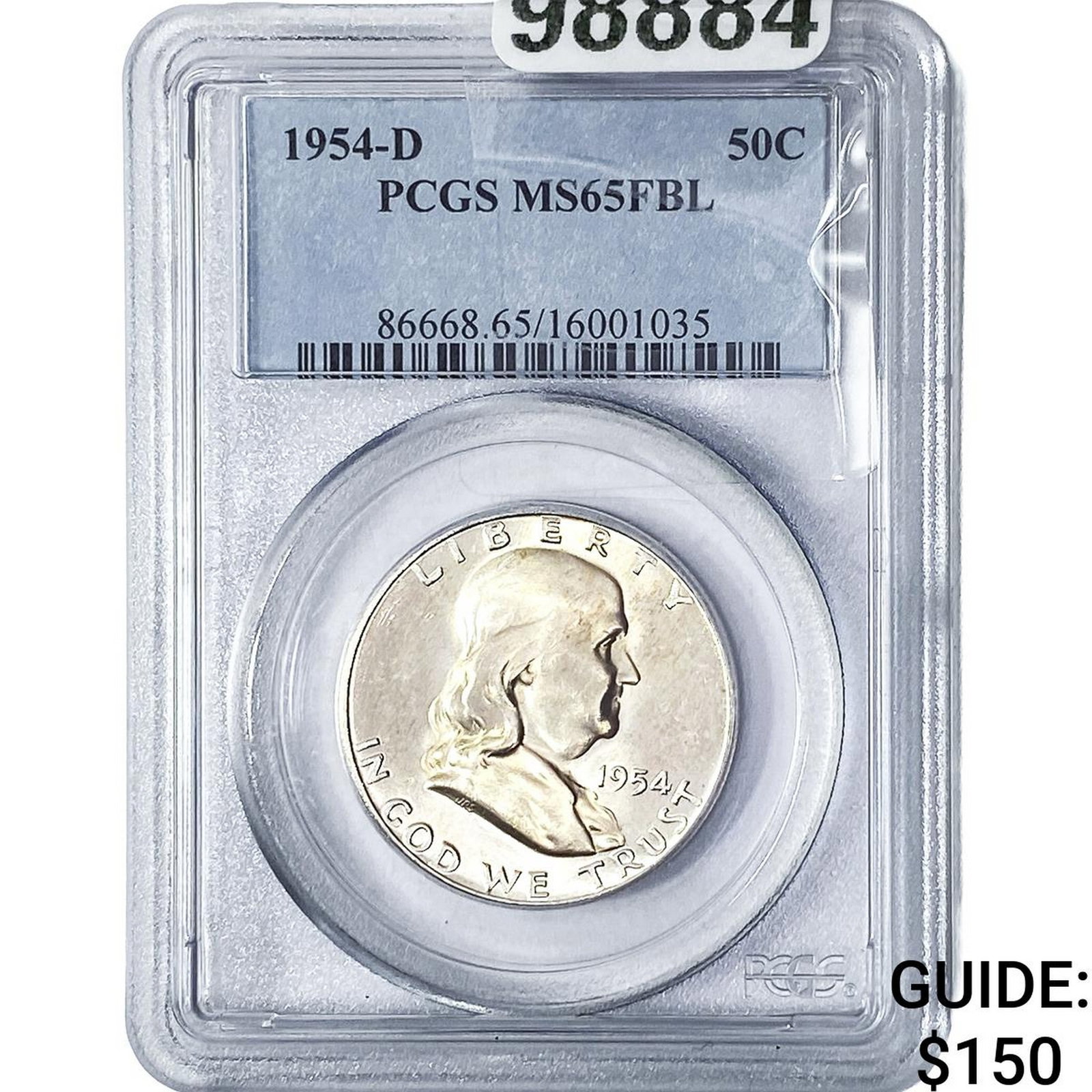 1954-D Franklin Half Dollar PCGS MS65 FBL: 1954-D Franklin Half Dollar PCGS MS65 FBL