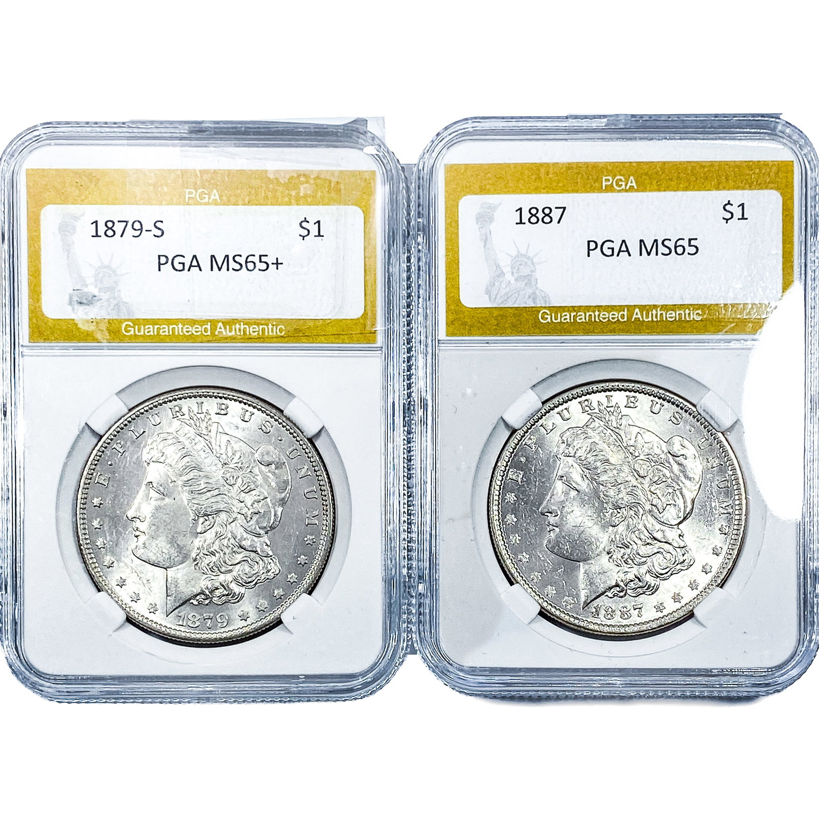 [2] 1879-1887 Morgan Silver Dollar PGA MS65/MS65+: [2] 1879-1887 Morgan Silver Dollar PGA MS65/MS65+