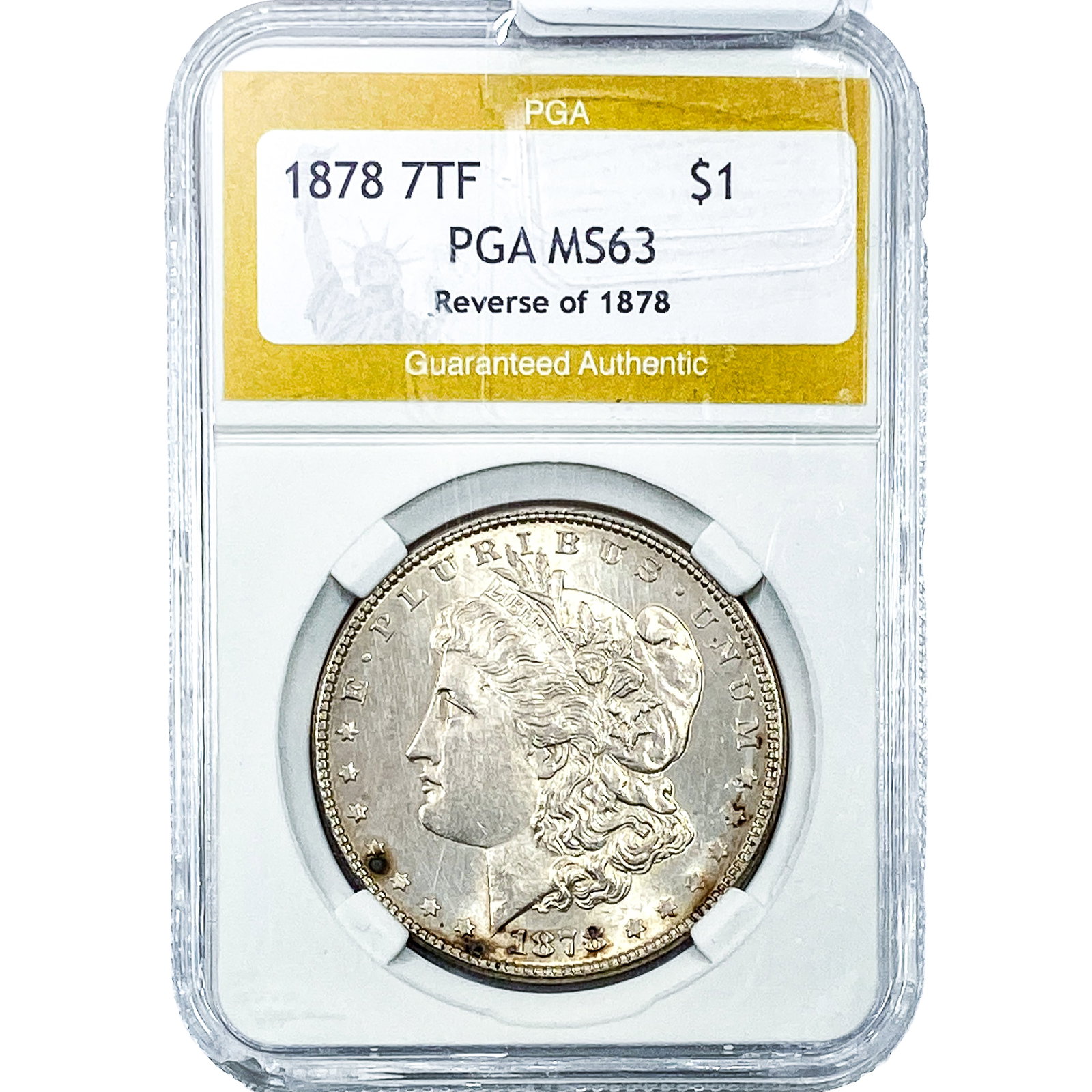 1878 Rev. 1878 Morgan Silver Dollar PGA MS63: 1878 Rev. 1878 Morgan Silver Dollar PGA MS63