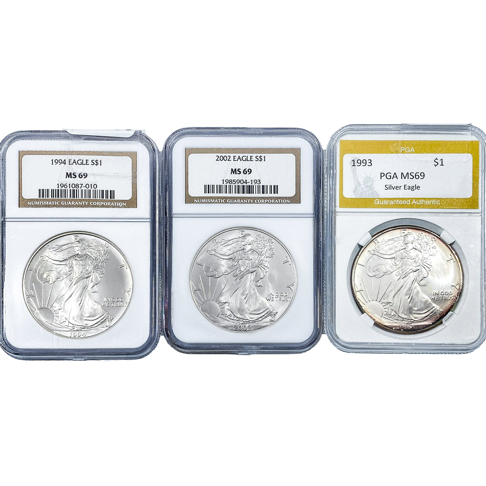 [3] 1993-2002 Silver Eagle PGA/NGC MS69: [3] 1993-2002 Silver Eagle PGA/NGC MS69