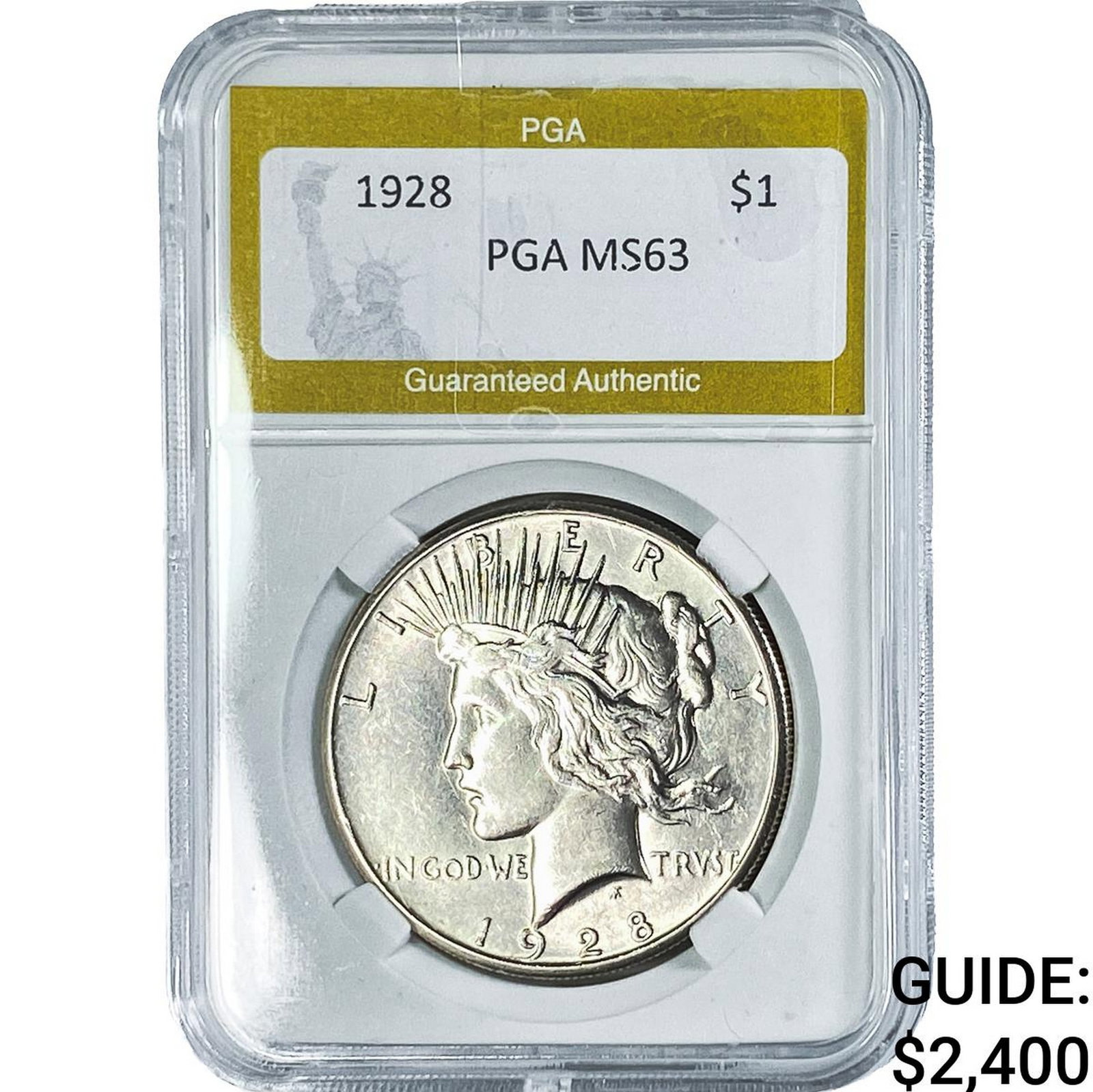 1928 Silver Peace Dollar PGA MS63: 1928 Silver Peace Dollar PGA MS63