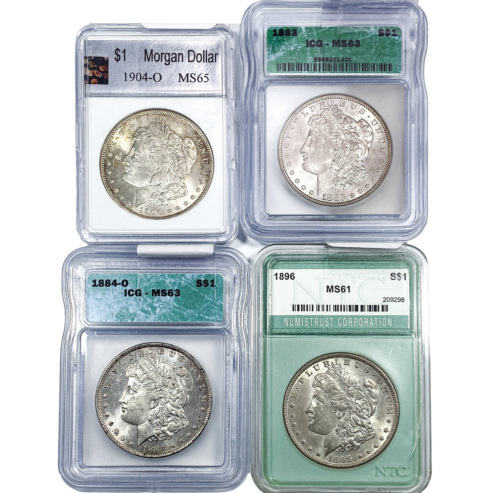 [4] 1883-1904 Morgan Silver Dollar MS61/MS63/MS65: [4] 1883-1904 Morgan Silver Dollar MS61/MS63/MS65