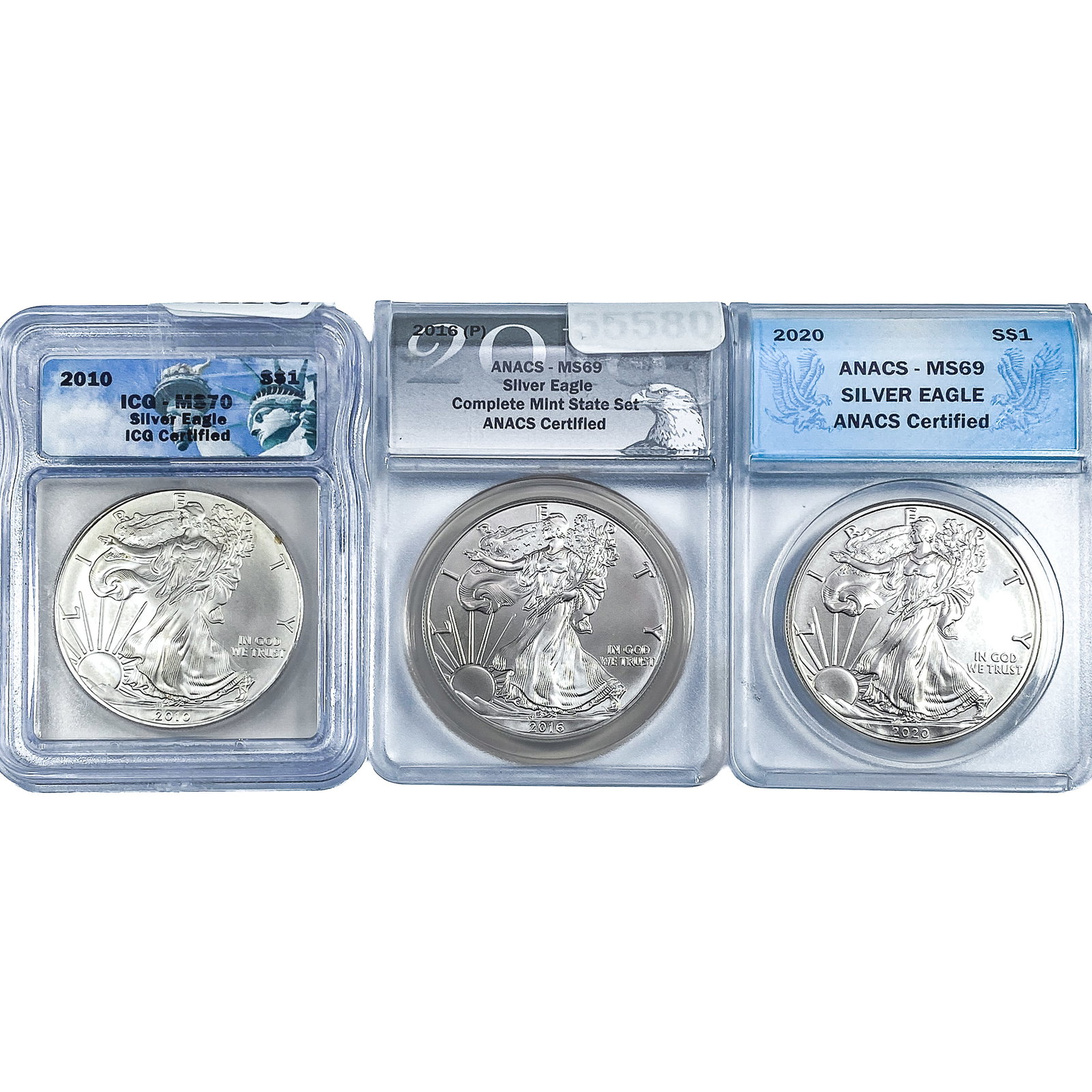 [3] 2018-2020 Silver Eagle ANACS/ICG MS69/MS70 (1 of 2)