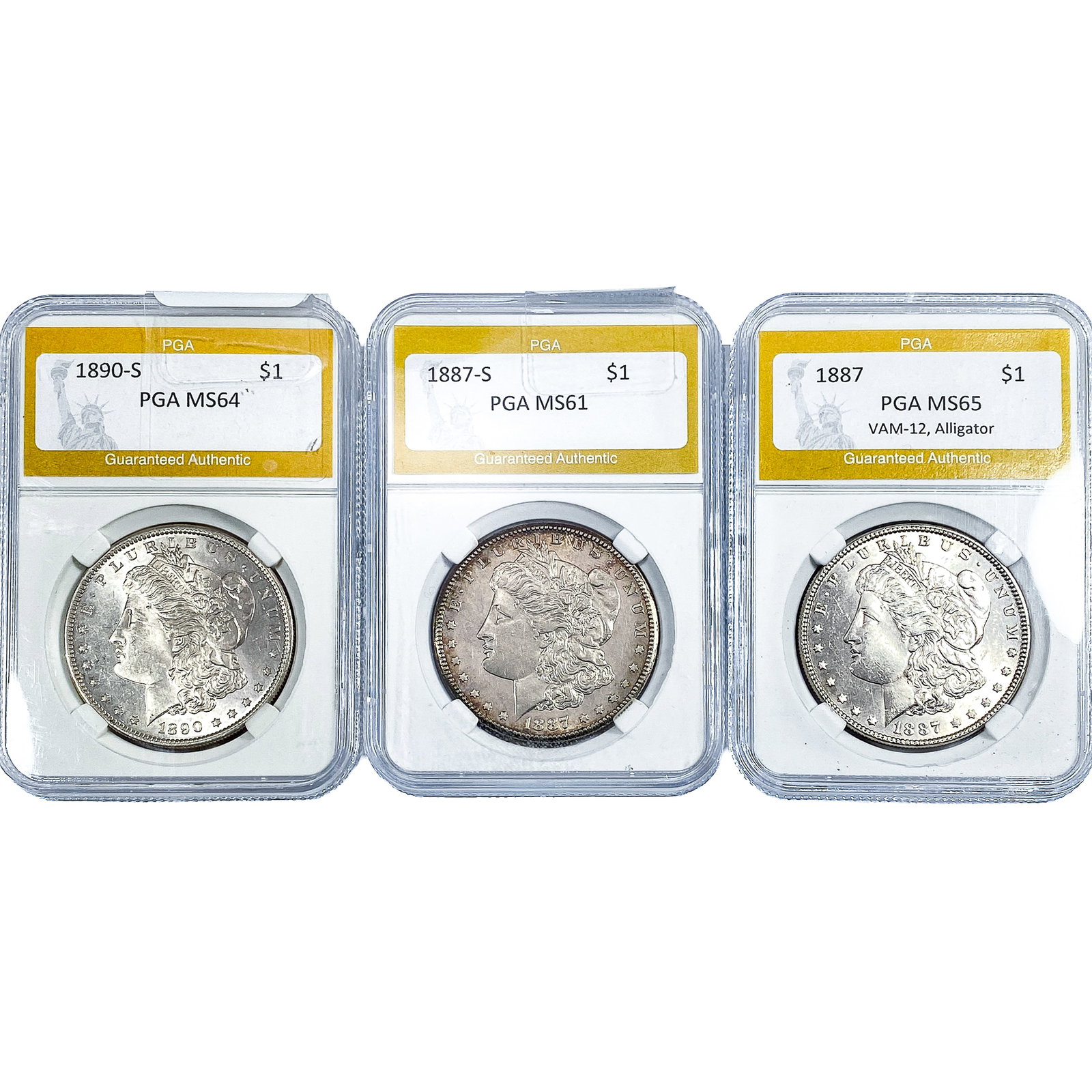 [3] 1887-1890 Morgan Silver Dollar PGA (1 of 2)
