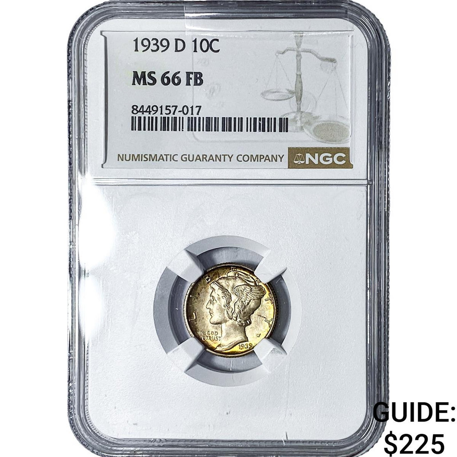 1939-D Mercury Silver Dime NGC MS66 FB: 1939-D Mercury Silver Dime NGC MS66 FB