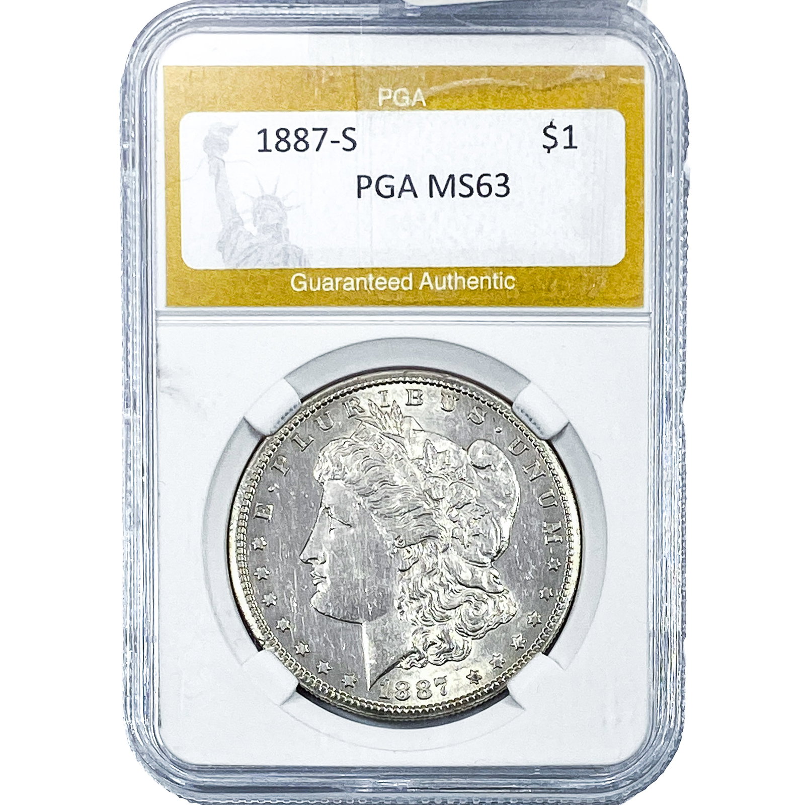 1887-S Morgan Silver Dollar PGA MS63: 1887-S Morgan Silver Dollar PGA MS63