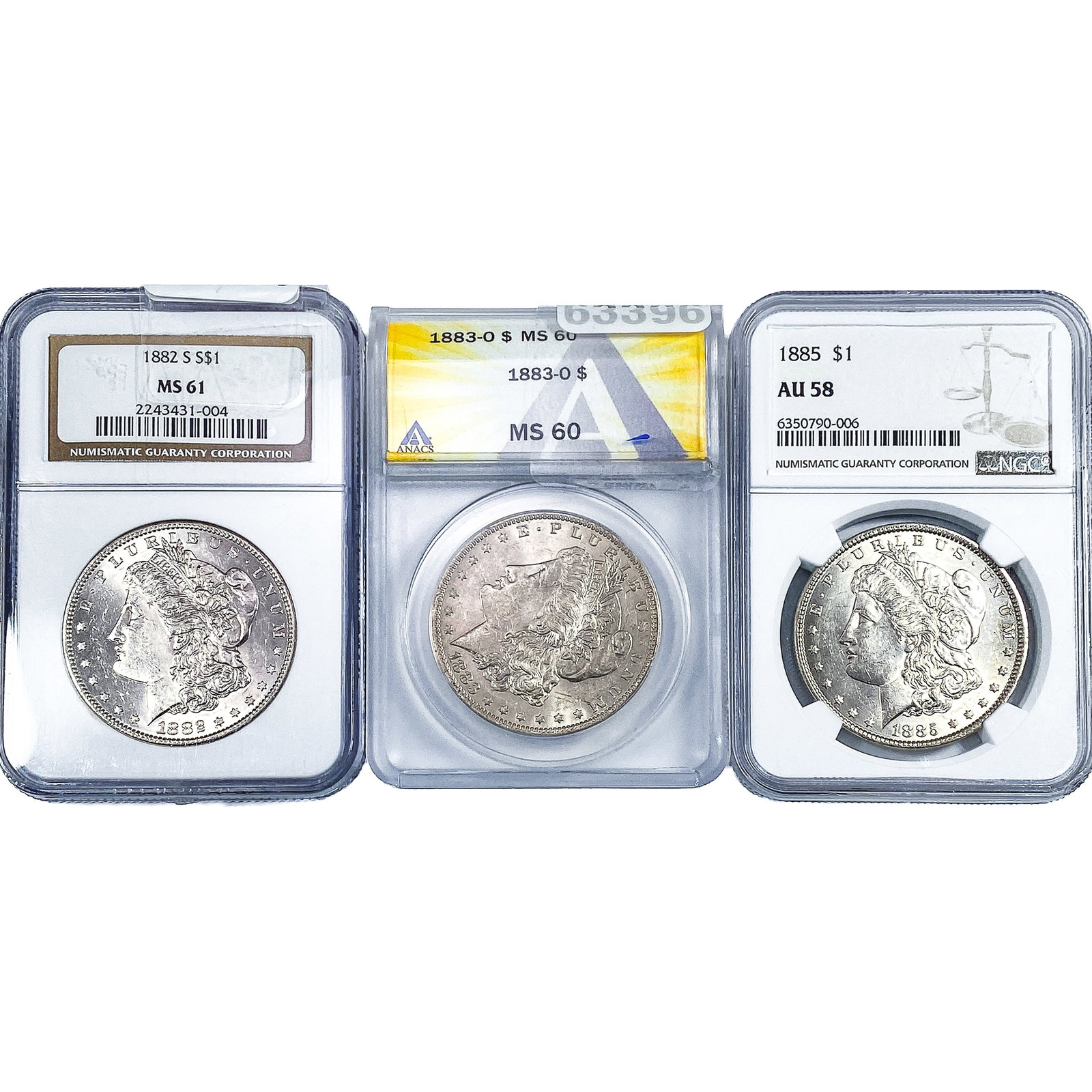 [3] 1882-1885 Morgan Silver Dollar ANACS/NGC: [3] 1882-1885 Morgan Silver Dollar ANACS/NGC