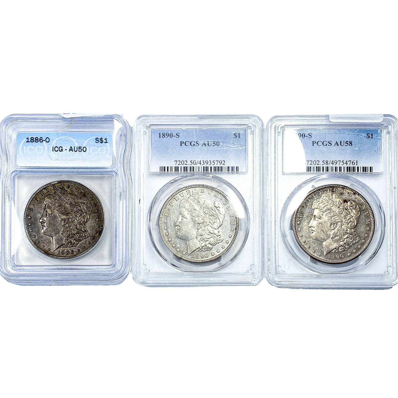 [3] 1886-1890 Morgan Silver Dollar AU50/AU58: [3] 1886-1890 Morgan Silver Dollar AU50/AU58
