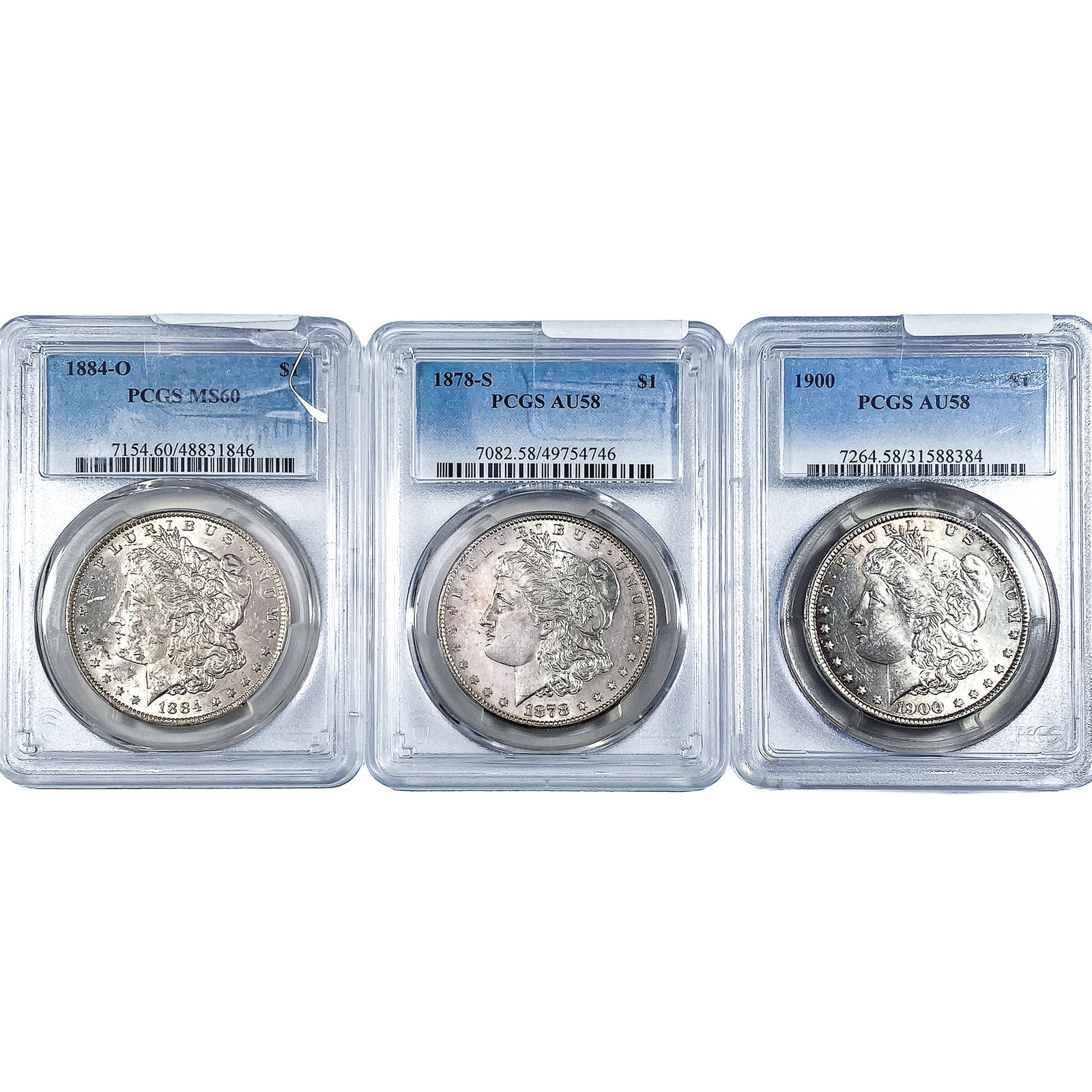 [3] 1884-1900 Morgan Silver Dollar PCGS AU58/MS60: [3] 1884-1900 Morgan Silver Dollar PCGS AU58/MS60