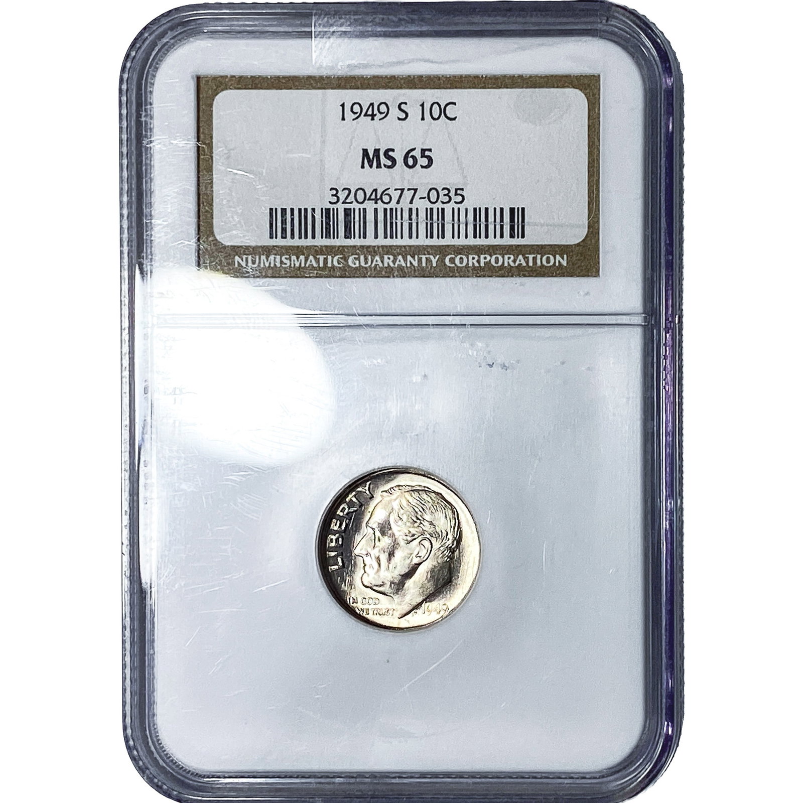 1949-S Roosevelt Dime NGC MS65: 1949-S Roosevelt Dime NGC MS65