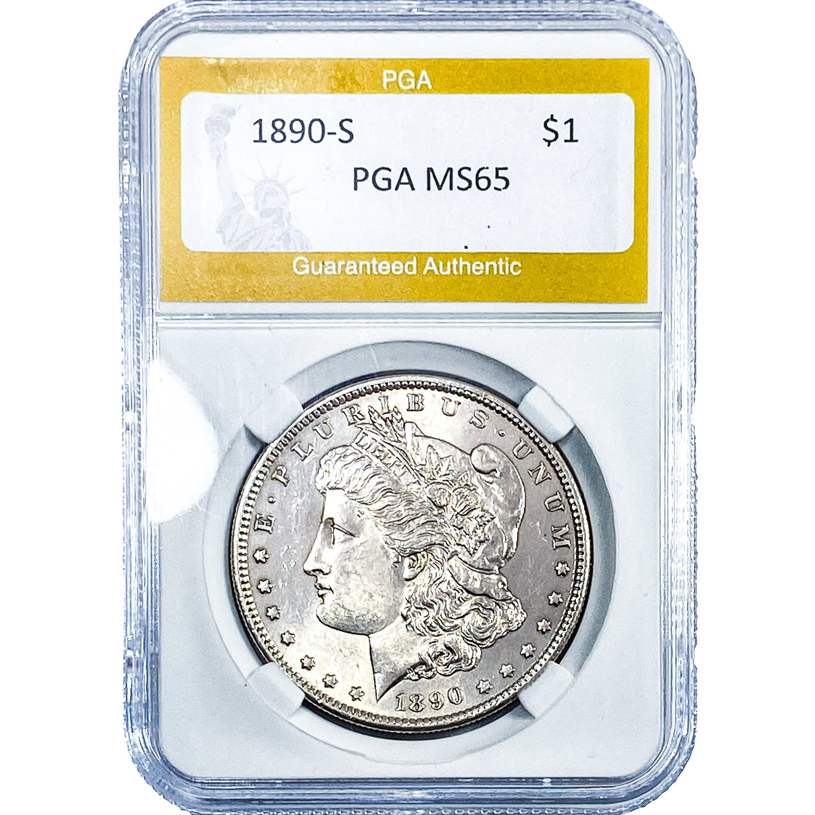 1890-S Morgan Silver Dollar PGA MS65: 1890-S Morgan Silver Dollar PGA MS65