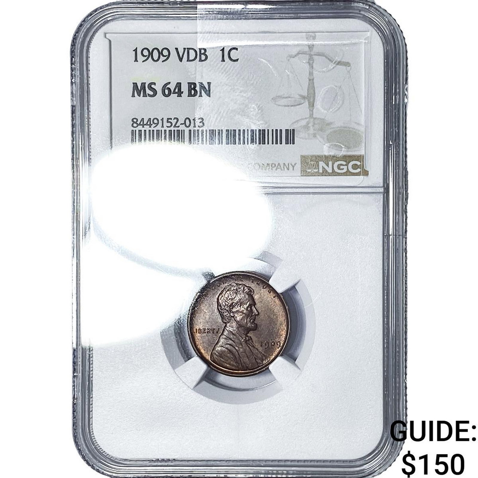 1909 VDB Wheat Cent NGC MS64 BN: 1909 VDB Wheat Cent NGC MS64 BN