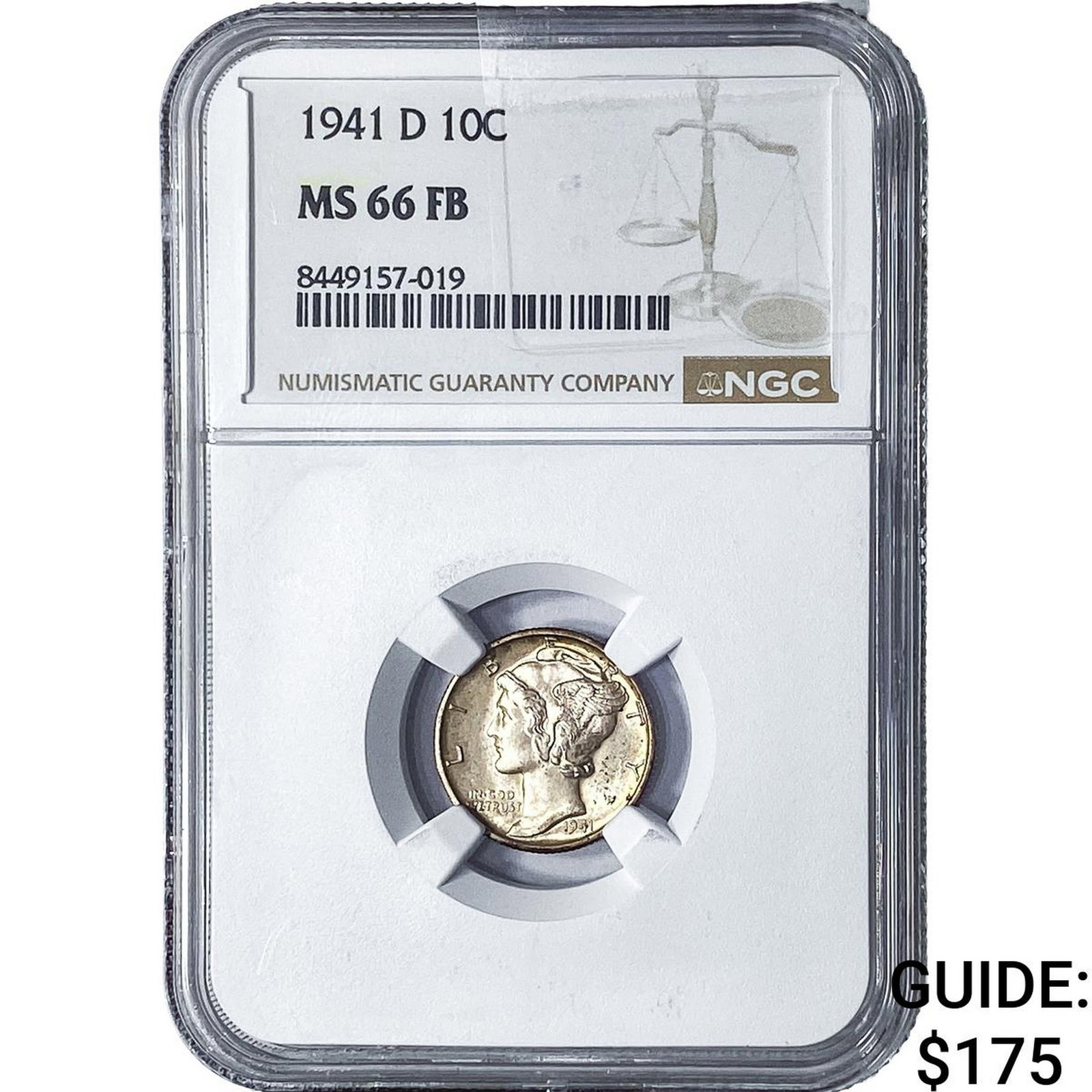 1941-D Mercury Silver Dime NGC MS66 FB: 1941-D Mercury Silver Dime NGC MS66 FB
